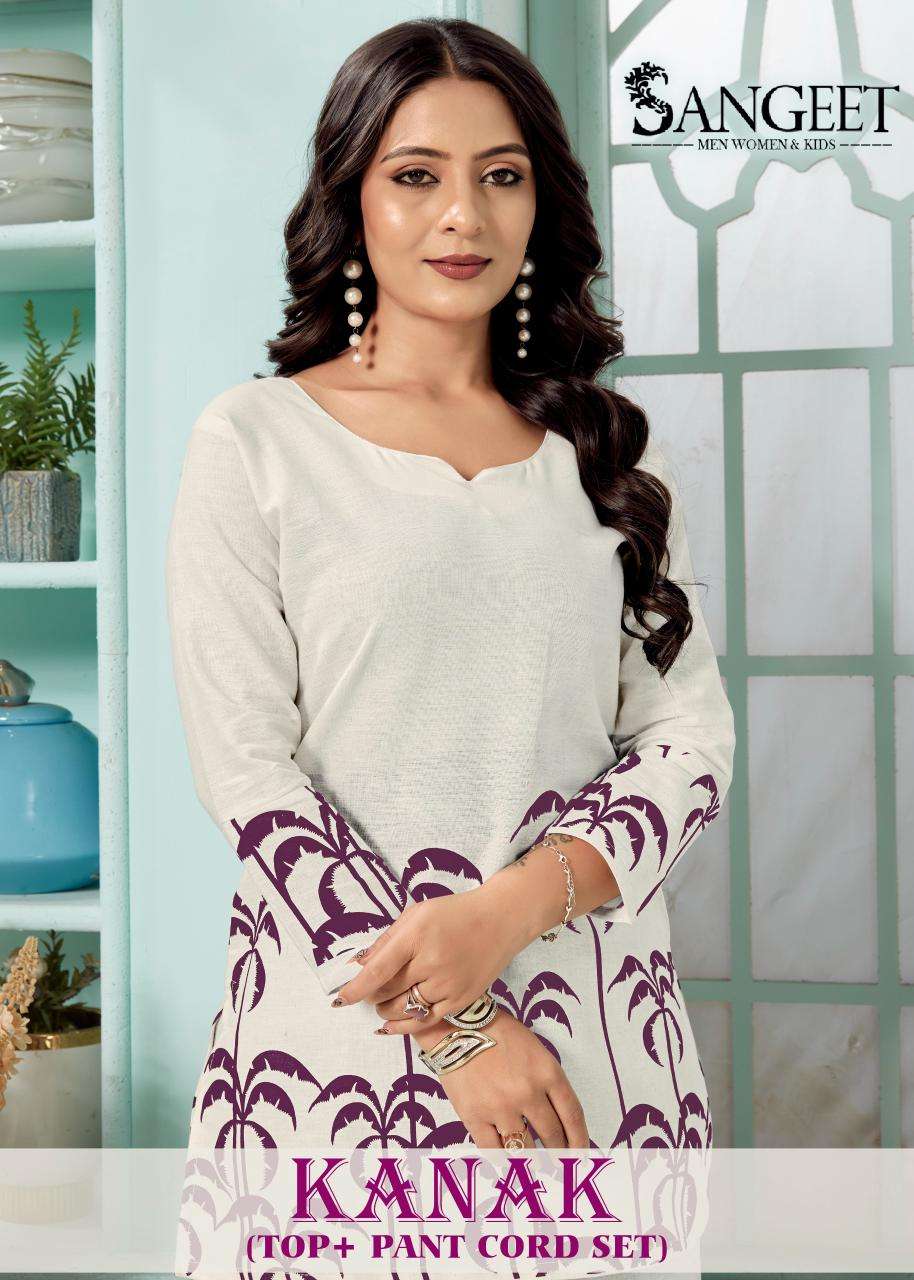 SANGEET KANAK COTTON FANCY WORK SHORT KURTI WITH PANT PAIR