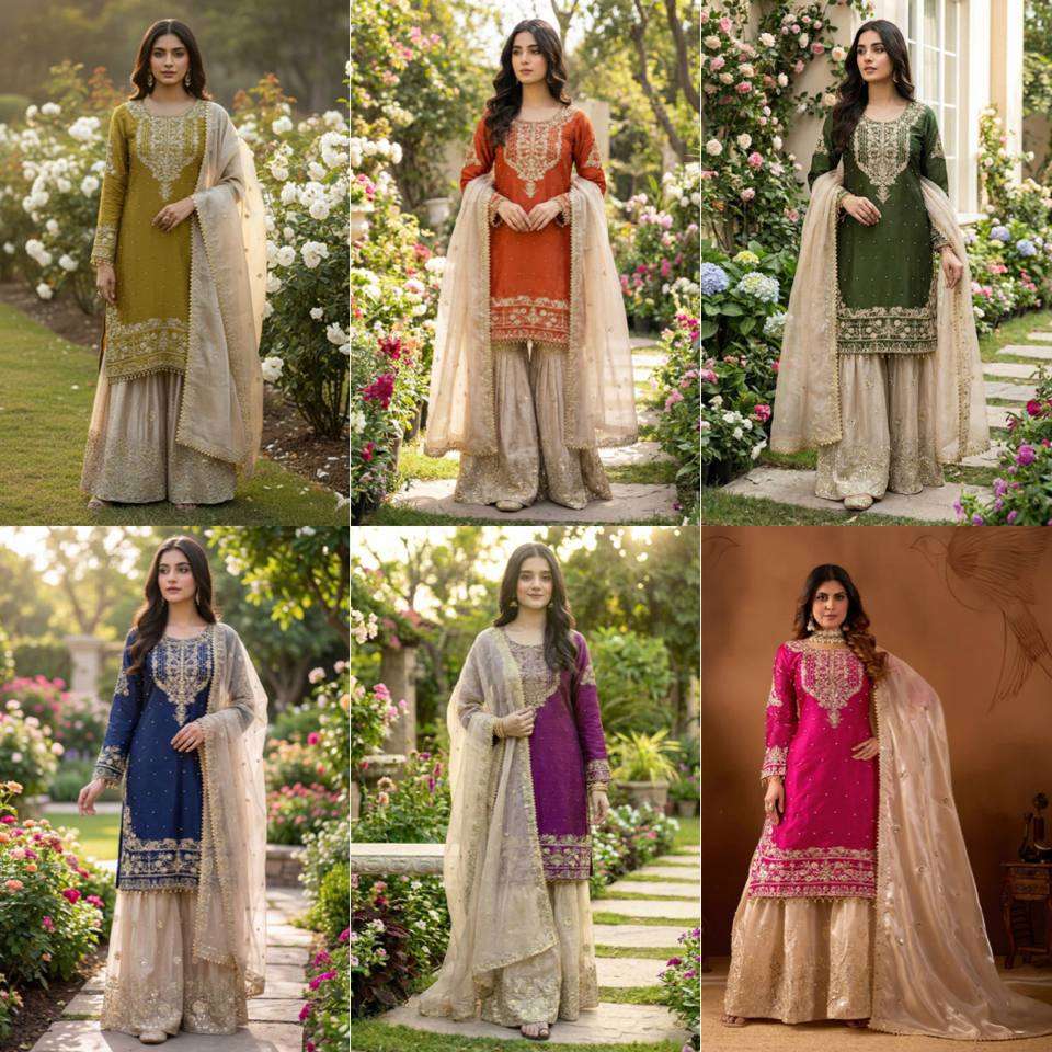 SR 1694 SILK WITH EMBROIDERY DESIGNER WORK FUNCTION WEAR SUIT