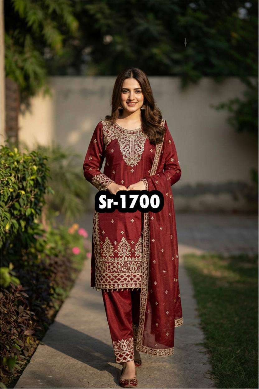SR 1700 SILK HEAVY DESIGNER WORK FESTIVE WEAR LADIES SUIT
