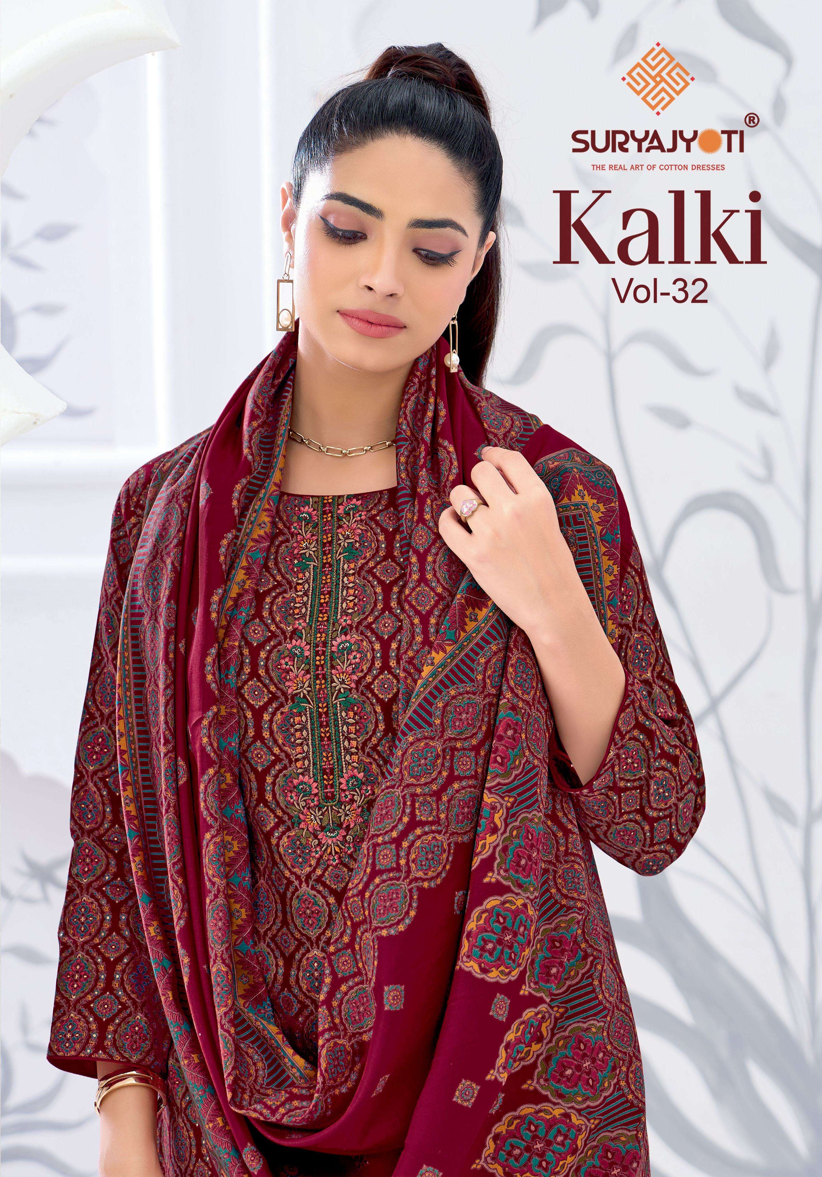 SURYAJYOTI KALKI VOL 32 JAM SATIN PRINT WITH FANCY EMBROIDERY WORK SUIT