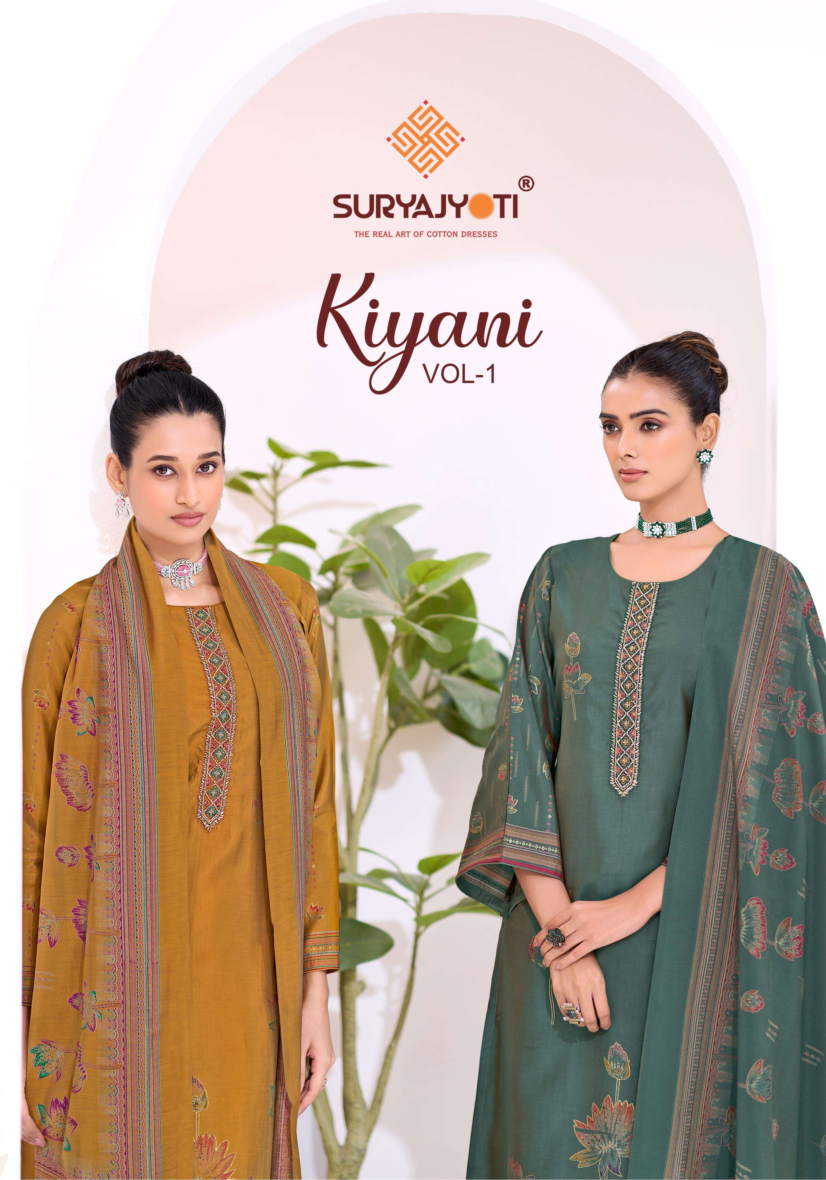 SURYAJYOTI KIYANI VOL 1 SILK EMBROIDERY WORK LADIES SUIT