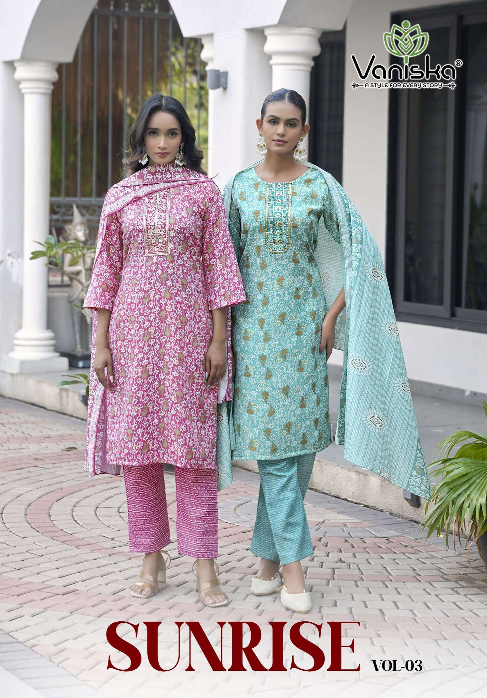 VANISKA SUNRISE VOL 3 STRAIGHT KURTI WITH PANT &  DUPATTA 3PIECE SET
