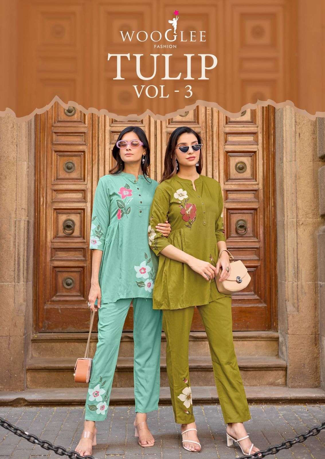 WOOGLEE TULIP VOL 3 RAYON FANCY PREETY LOOK LADIES CO-ORD SET