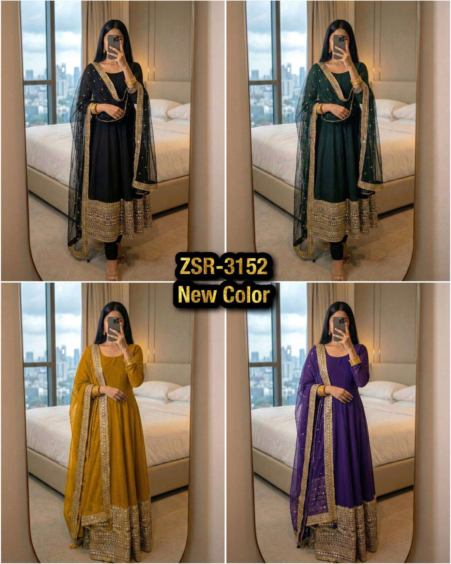 ZSR 3152 SILK DESIGNER PARTY WEAR LONG ANARKALI GOWN BOTTOM AND DUPATTA SET 