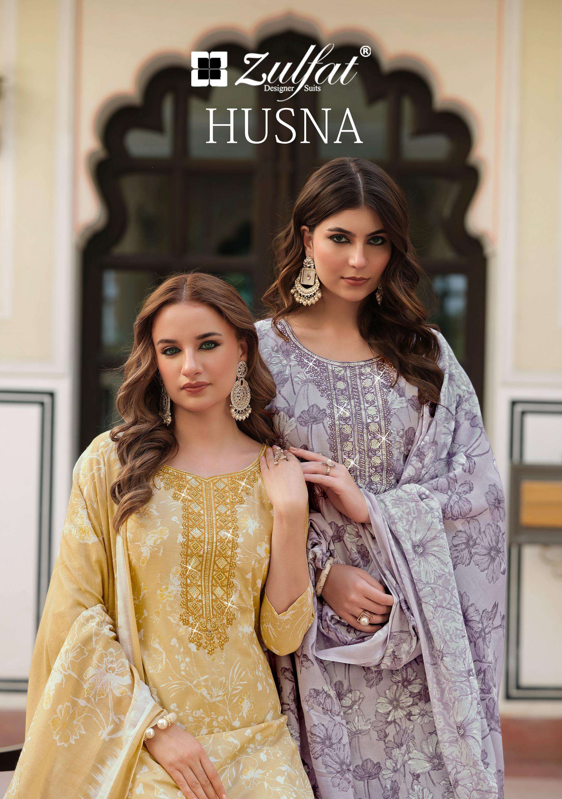 ZULFAT DESIGNER SUITS HUSNA COTTON PRINT WITH FANCY EMBROIDERY WORK SUIT
