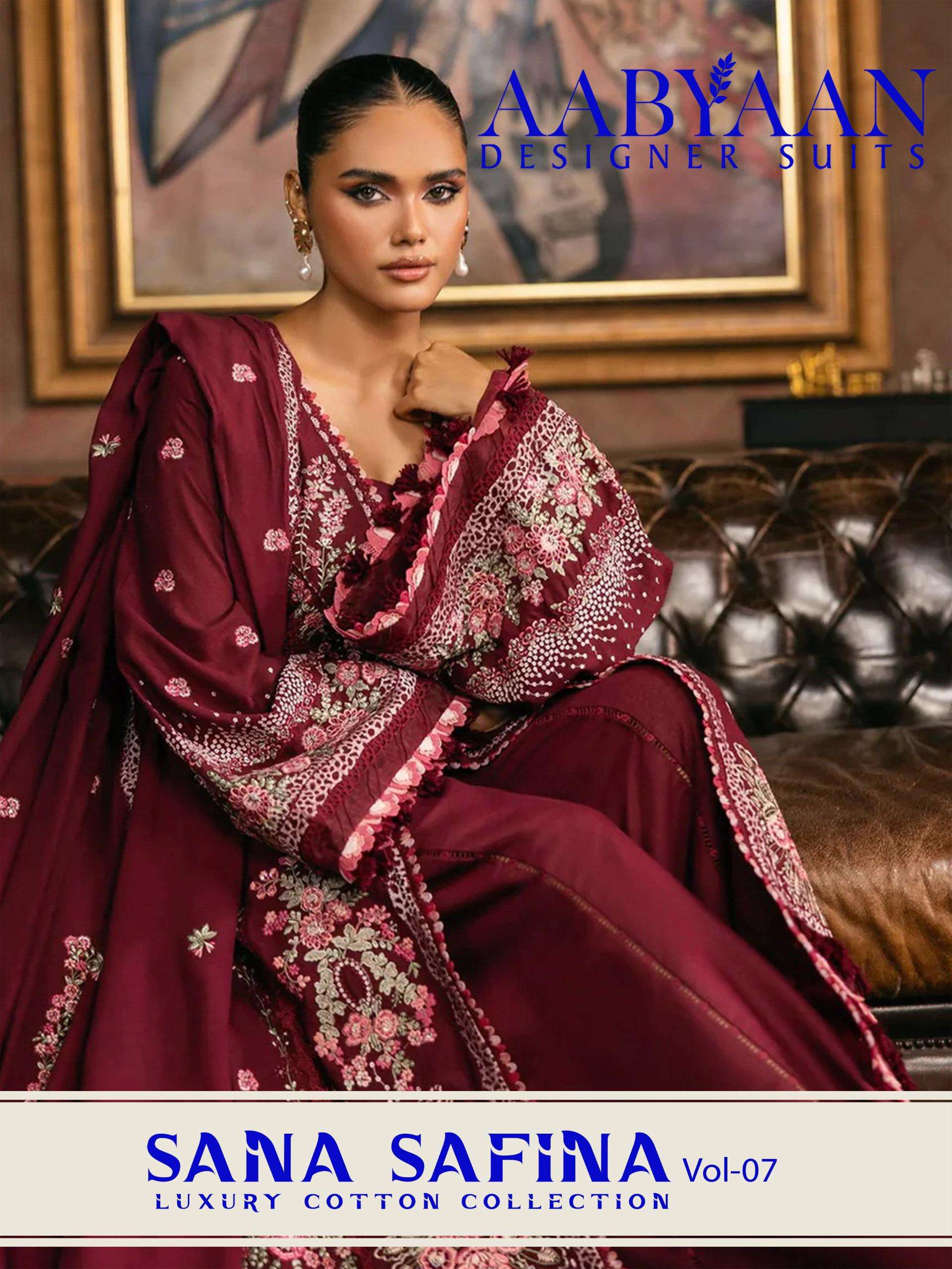 AABYAAN DESIGNER SUIT SANA SAFINA VOL 7 COTTON DIGITAL KARACHI PRINTS SALWAR SUIT