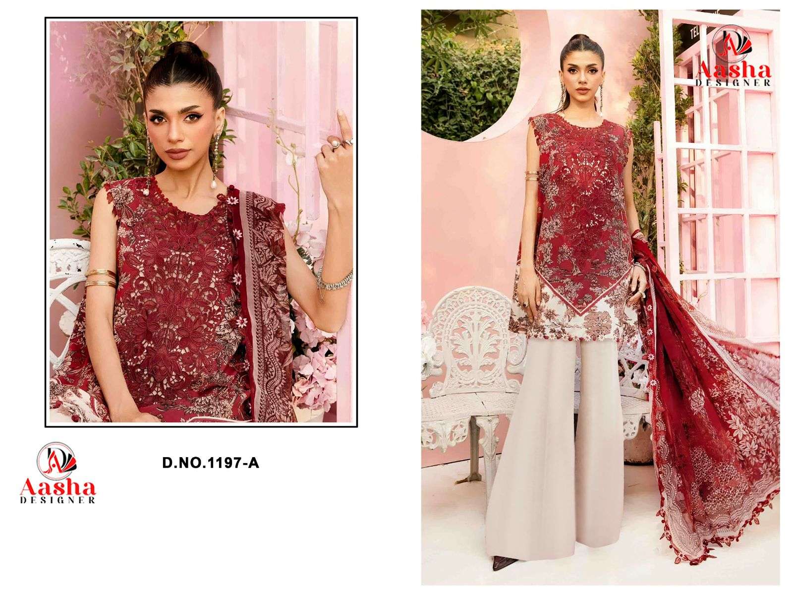 AASHA DESIGNER D NO 1197 COTTON PATCH EMBROIDERY WORK SALWAR KAMEEZ 