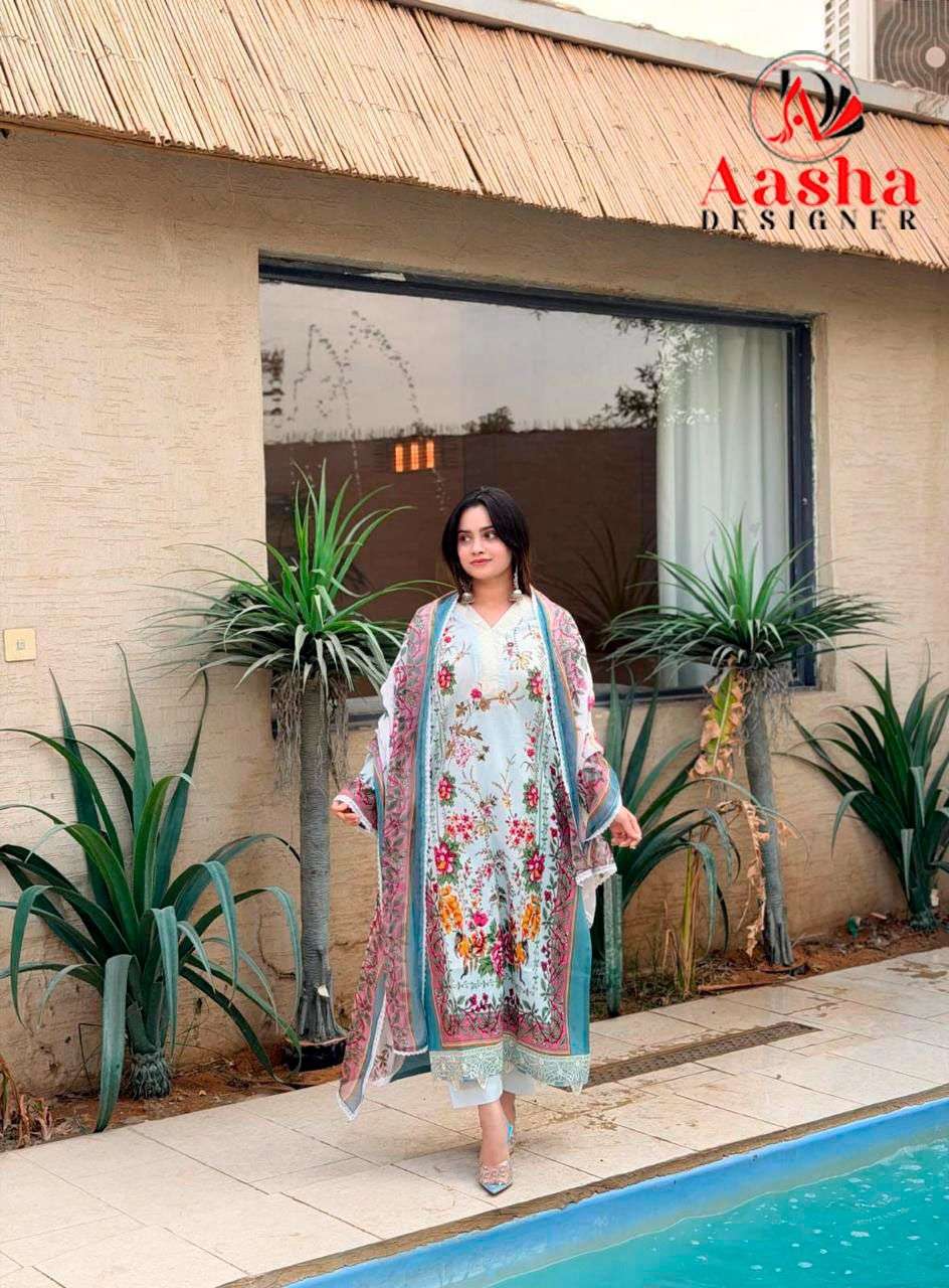 AASHA DESIGNER D NO  1207 COTTON PATCH EMBROIDERY WORK SALWAR KAMEEZ 