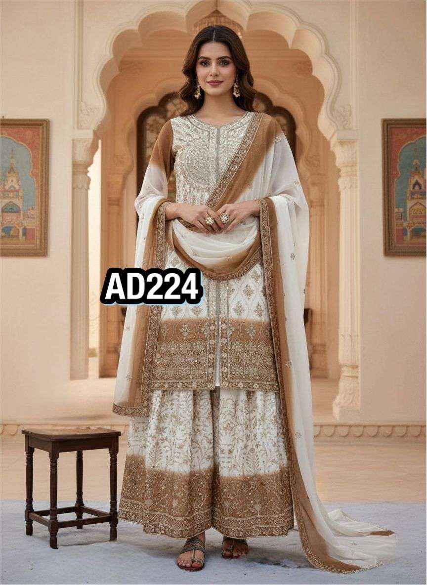 AD 224 GEORGETTE DESIGNER DUAL TONE FABRIC PARTY WEAR LADIES SUIT