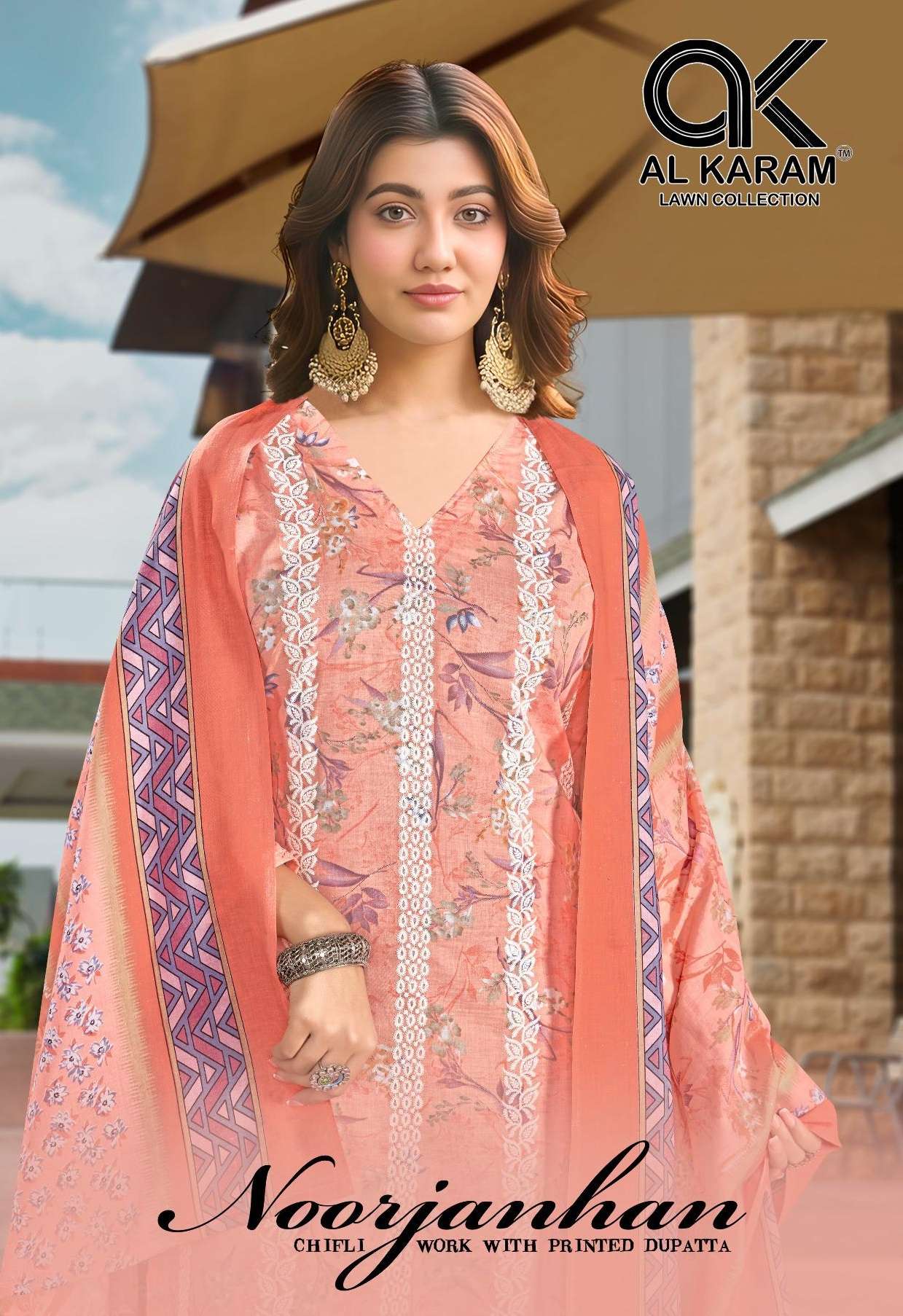 AL KARAM NOORJANHAN COTTON EMBROIDERY DESIGNER WORK SUITS 