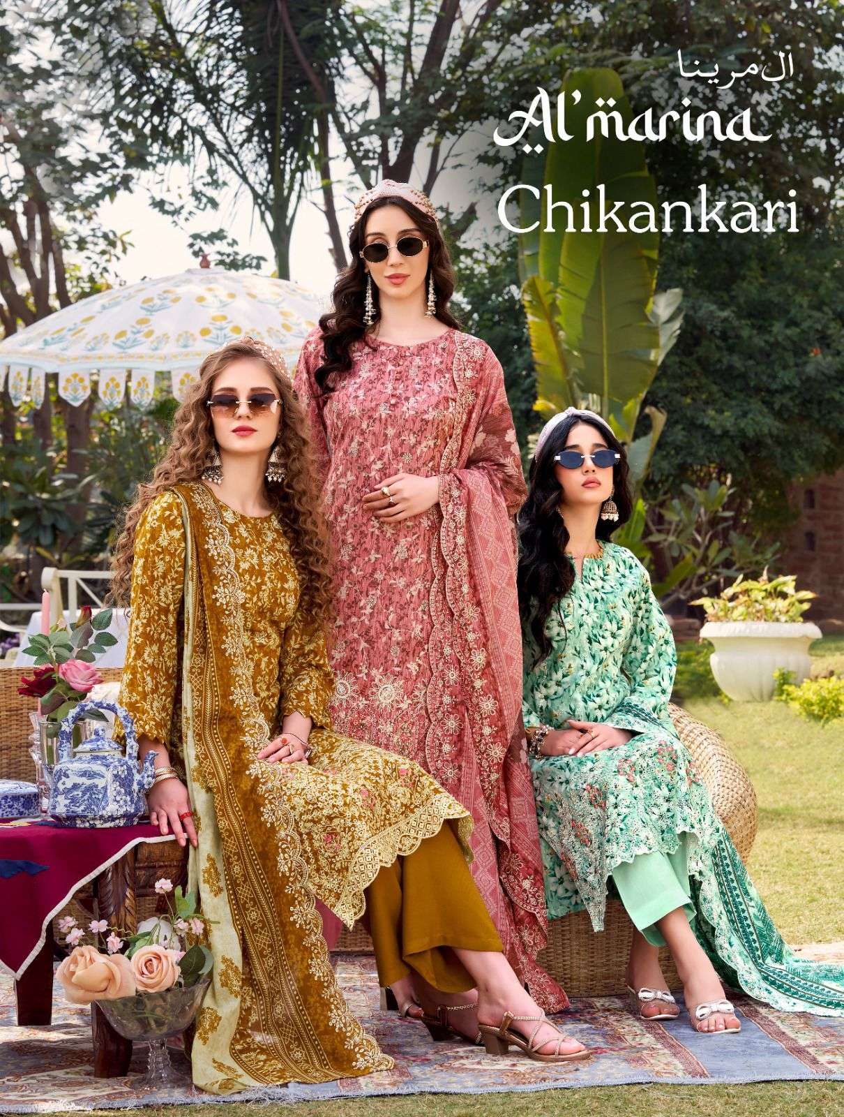 AL MARINA CHIKANKARI COTTON DIGITAL PRINT WITH EMBROIDERY WORK SUIT