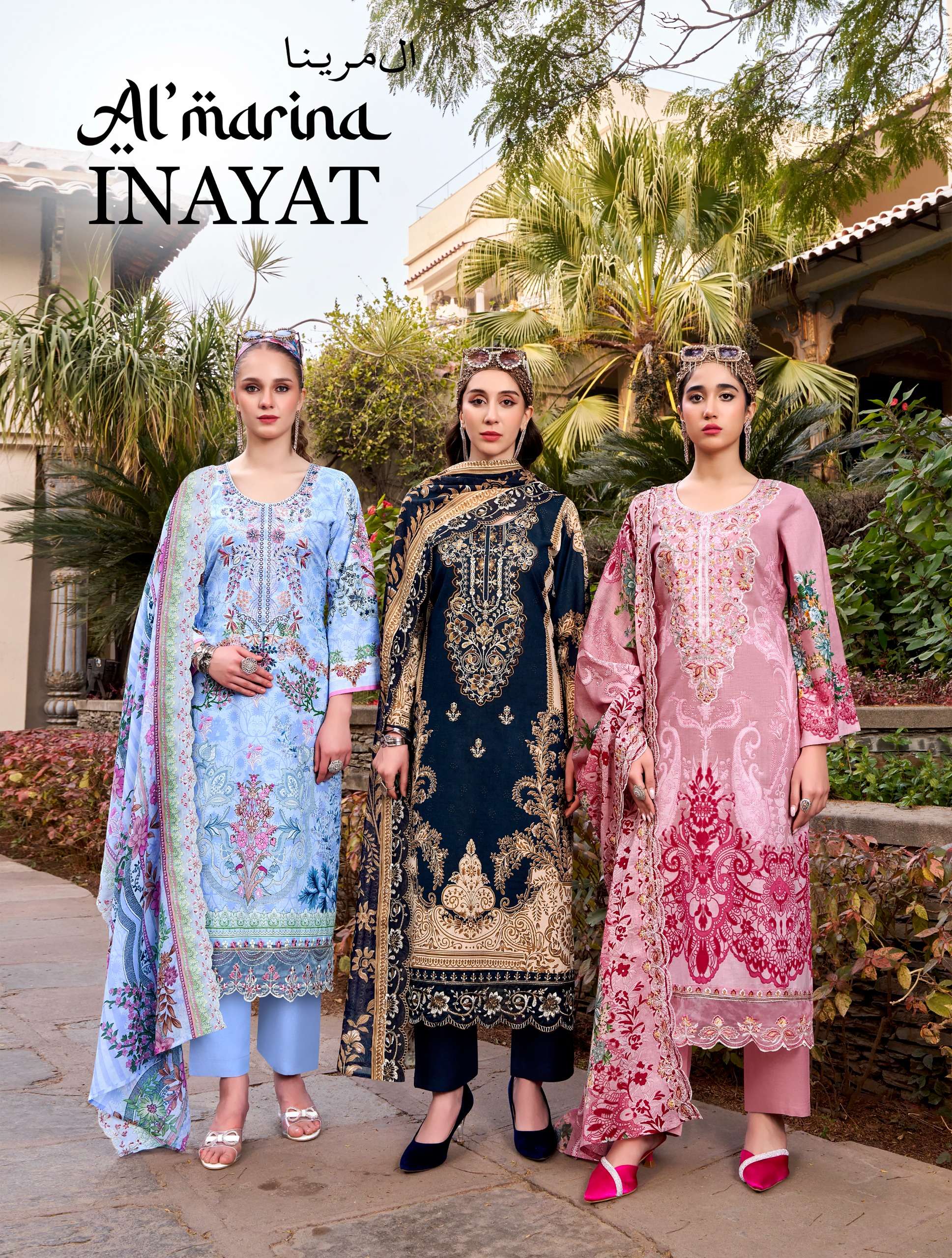 AL MARINA INAYAT COTTON DIGITAL PRINTS WITH FANCY EMBROIDERY WORK SUITS 