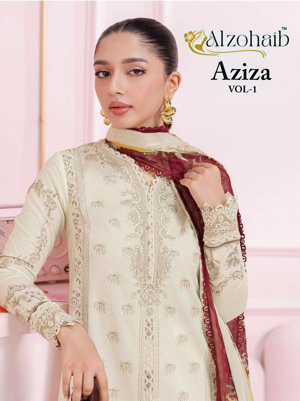 AL ZOHAIB AZIZA VOL 1 COTTON PATCH EMBROIDERY WORK SALWAR KAMEEZ 