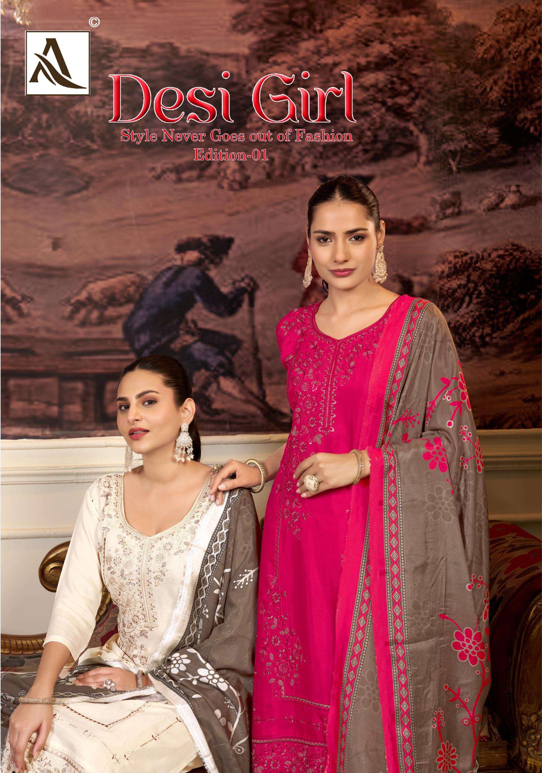 ALOK SUITS DESI GIRL VISCOSE EMBROIDERY DESIGNER WORK LADIES SUIT