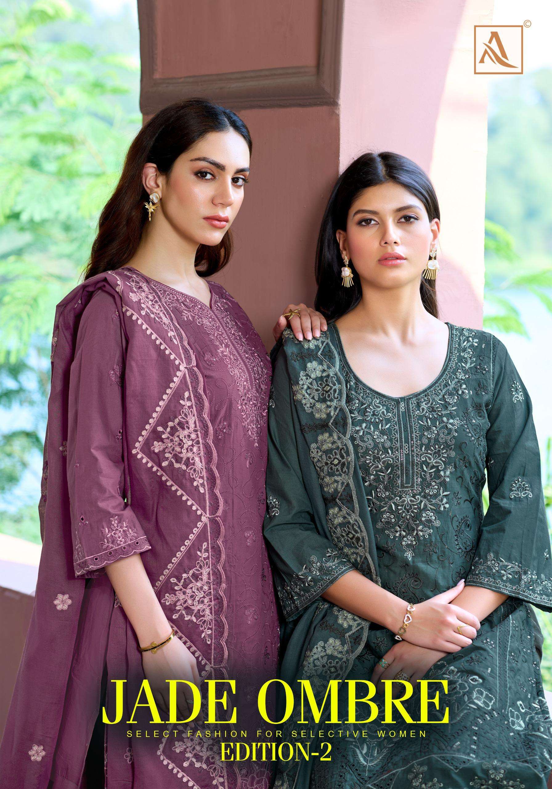 ALOK SUITS JADE OMBRE VOL 2 LAWN COTTON FANCY PAKISTANI STYLE WORK SUIT