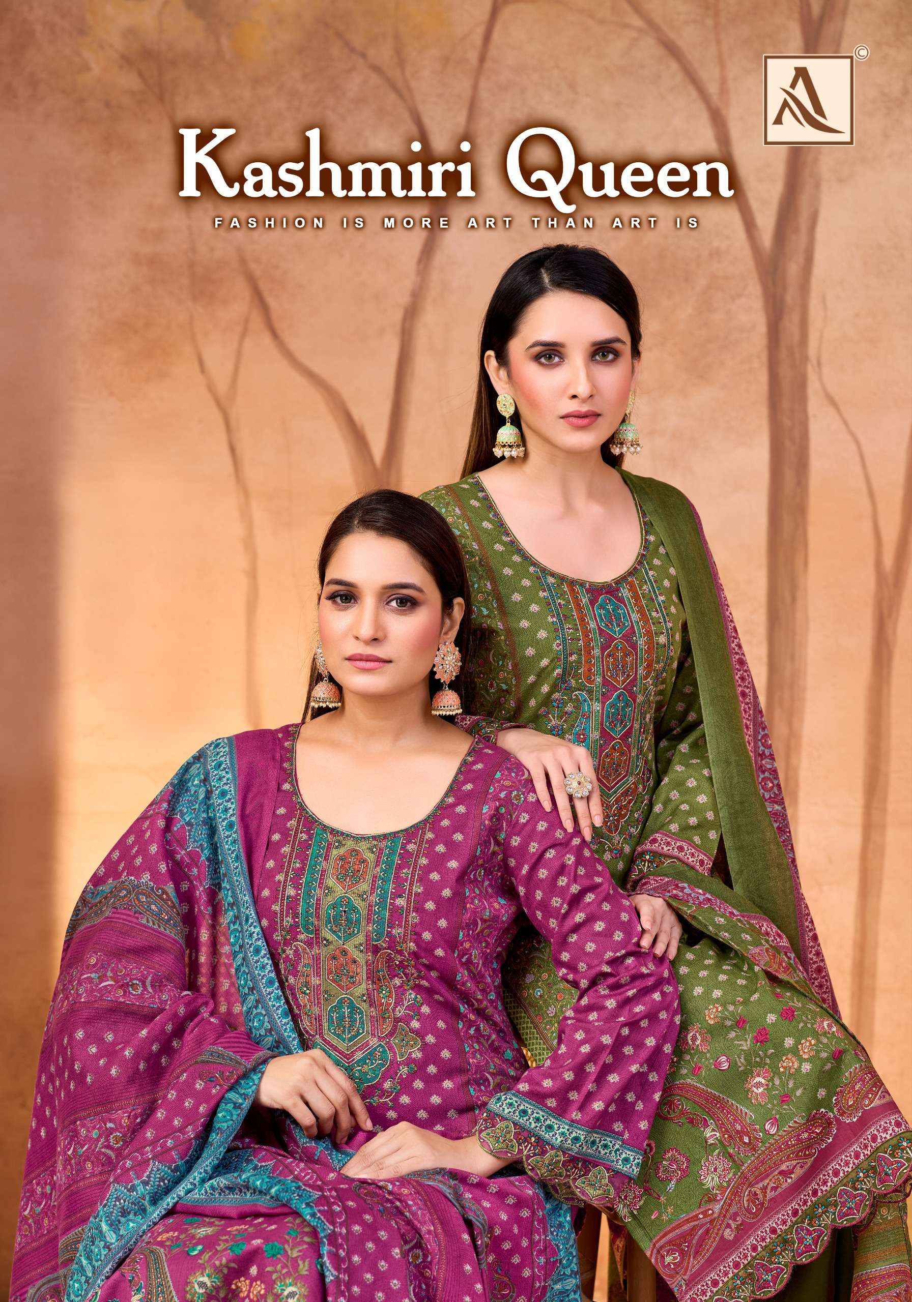 ALOK SUITS KASHMIRI QUEEN COTTON PRINT WITH FANCY EMBROIDERY WORK SUIT
