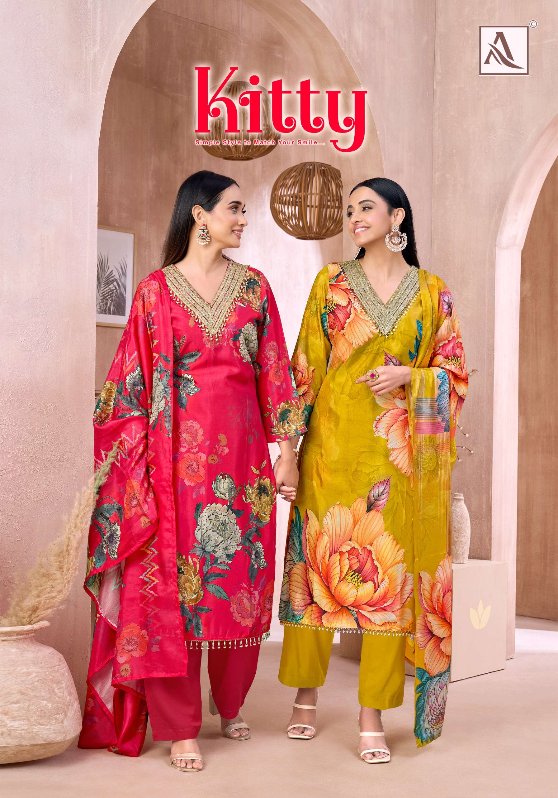ALOK SUITS KITTY VISCOSE DIGITAL PRINT WITH FANCY LACE WORK LADIES SUIT