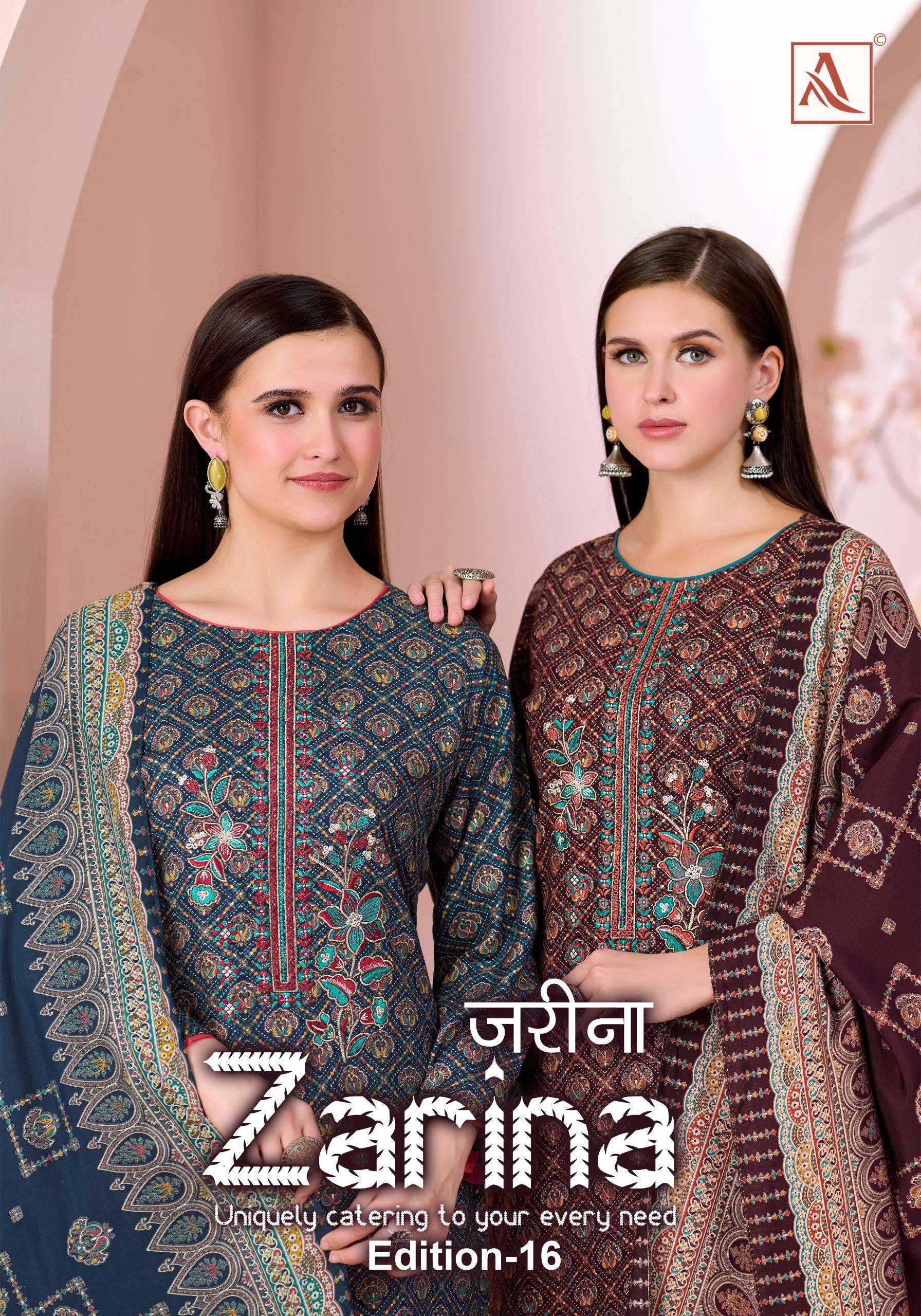 ALOK SUITS ZARINA EDITION 16 VISCOSE PRINT WITH FANCY EMBROIDERY WORK SUIT