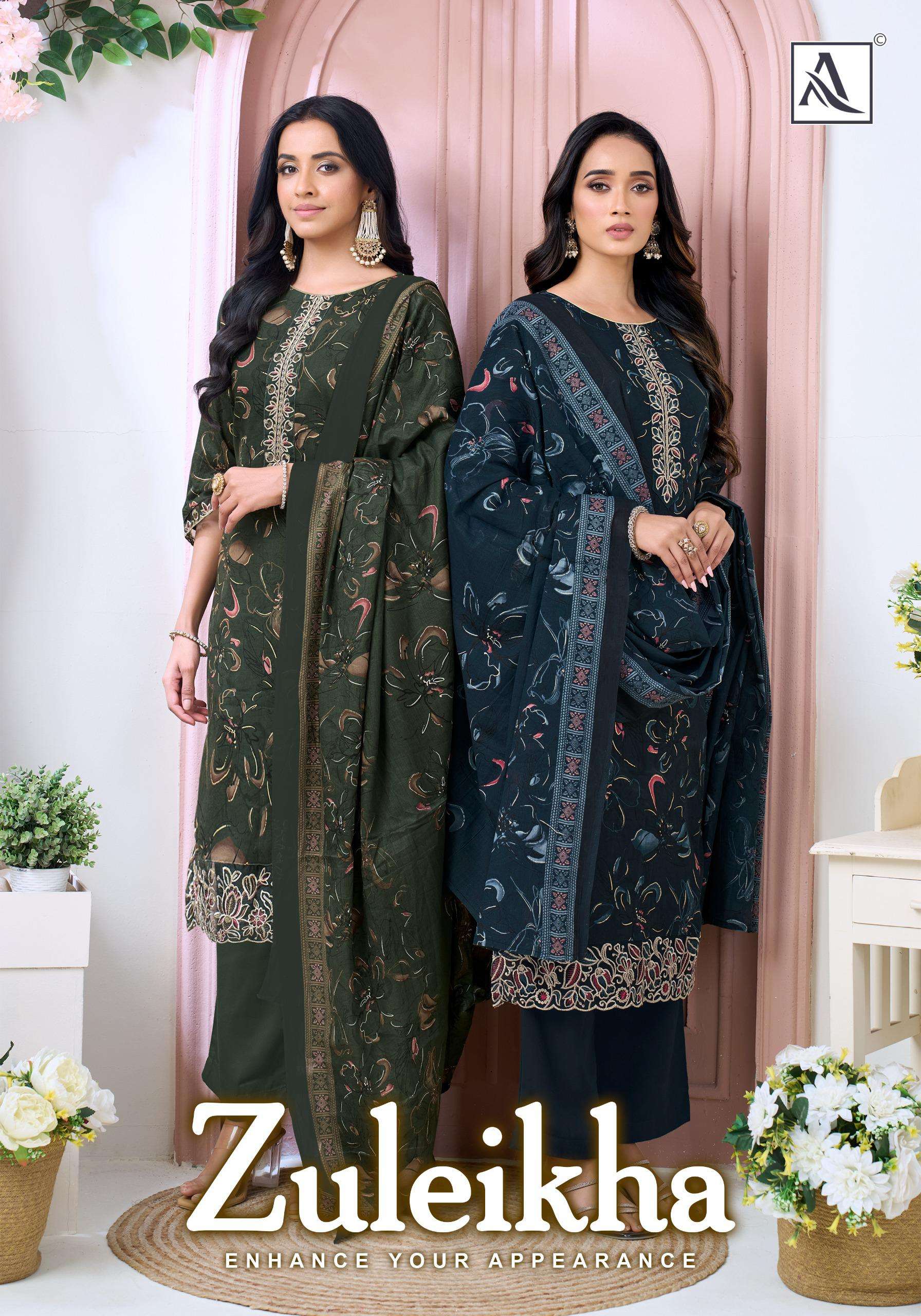 ALOK SUITS ZULEIKHA JAM COTTON PRINT WITH FANCY EMBROIDERY WORK SUIT