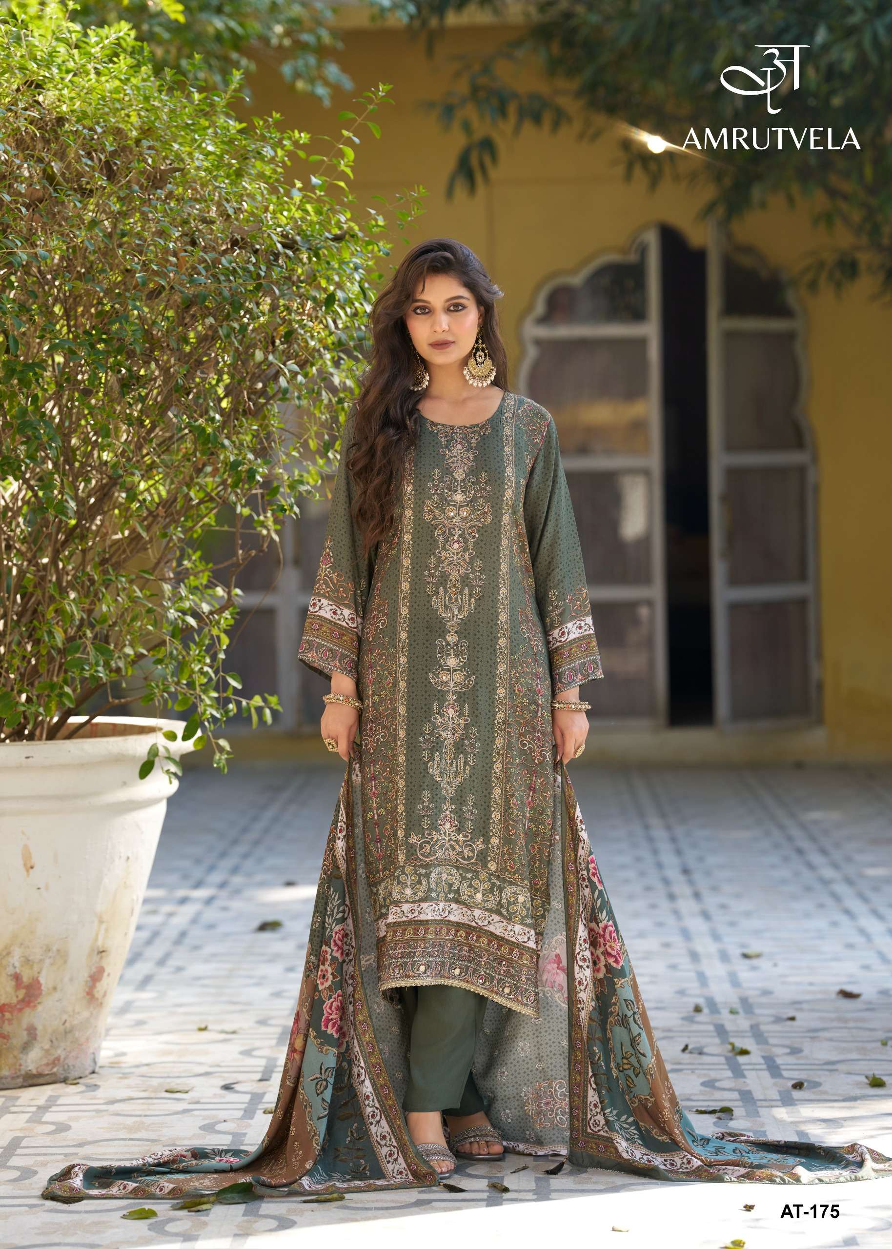 AMRUTVELA AT 175 VISCOSE DIGITAL PRINT WITH EMBROIDERY WORK SUIT