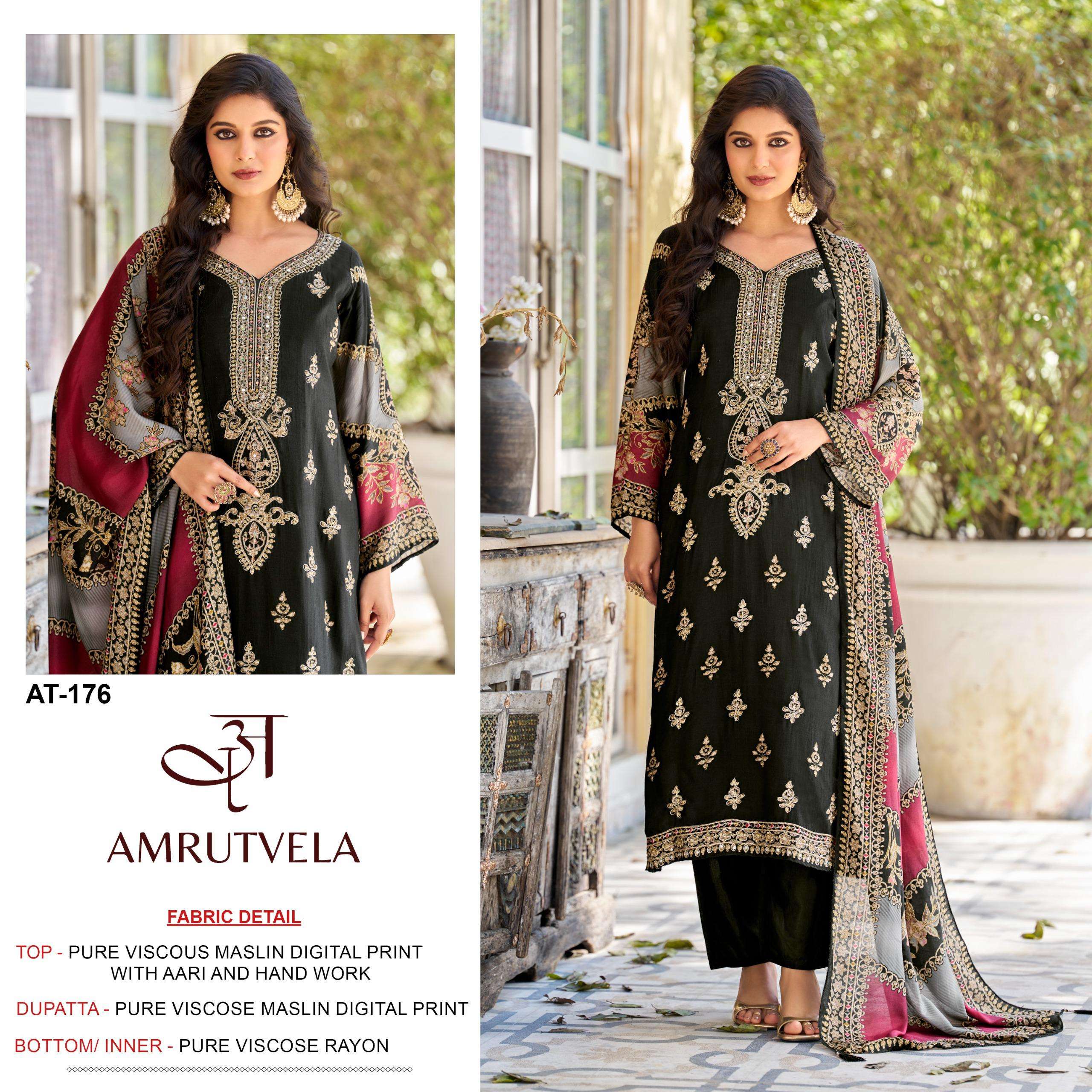 AMRUTVELA AT 176 HIT DESIGN VISCOSE DIGITAL PRINT WITH EMBROIDERY WORK SUIT