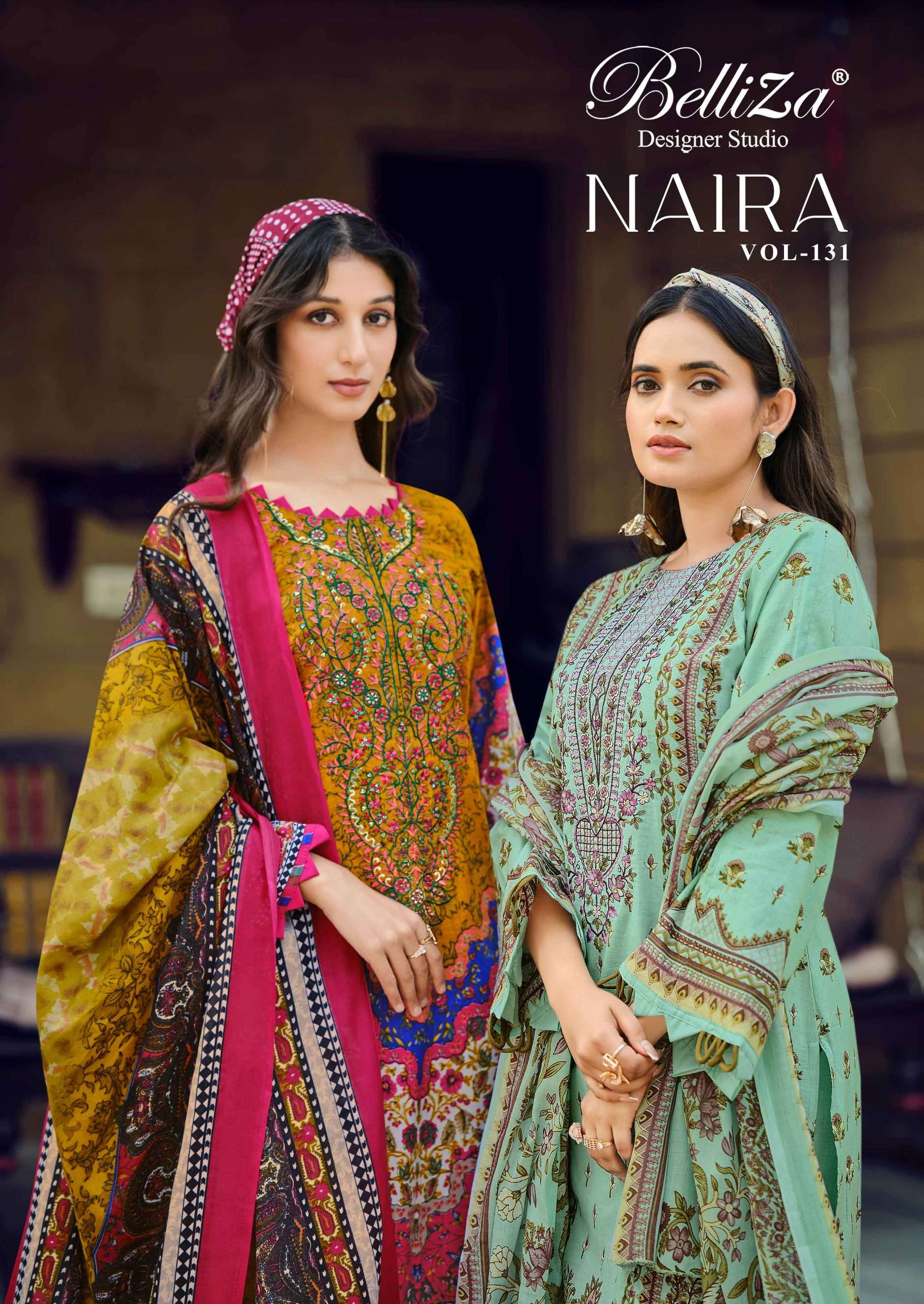 BELLIZA DESIGNER STUDIO NAIRA VOL 131 COTTON DIGITAL PRINT WITH FANCY WORK SUIT
