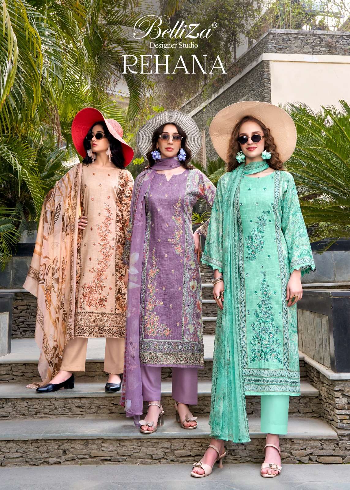 BELLIZA DESIGNER STUDIO REHANA COTTON DIGITAL PRINTS WITH FANCY WORK SUIT