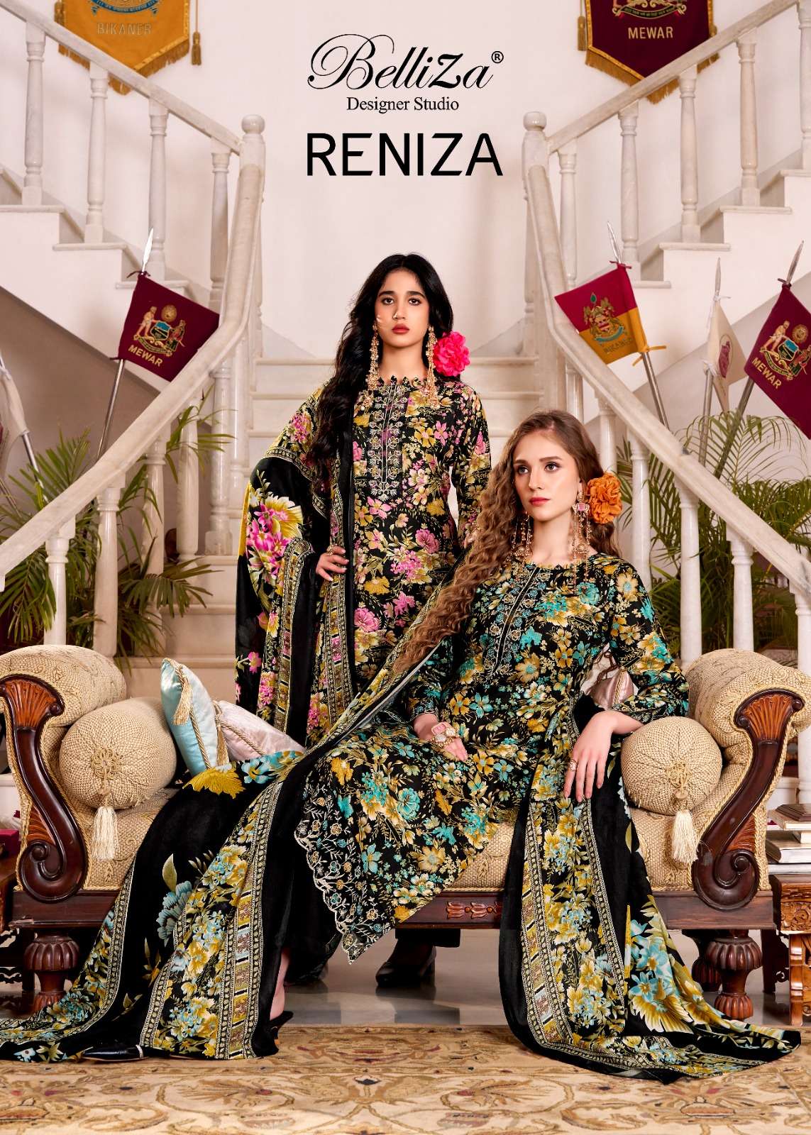 BELLIZA DESIGNER STUDIO RENIZA VISCOSE DIGITAL PRINT WITH EMBROIDERY WORK SUIT