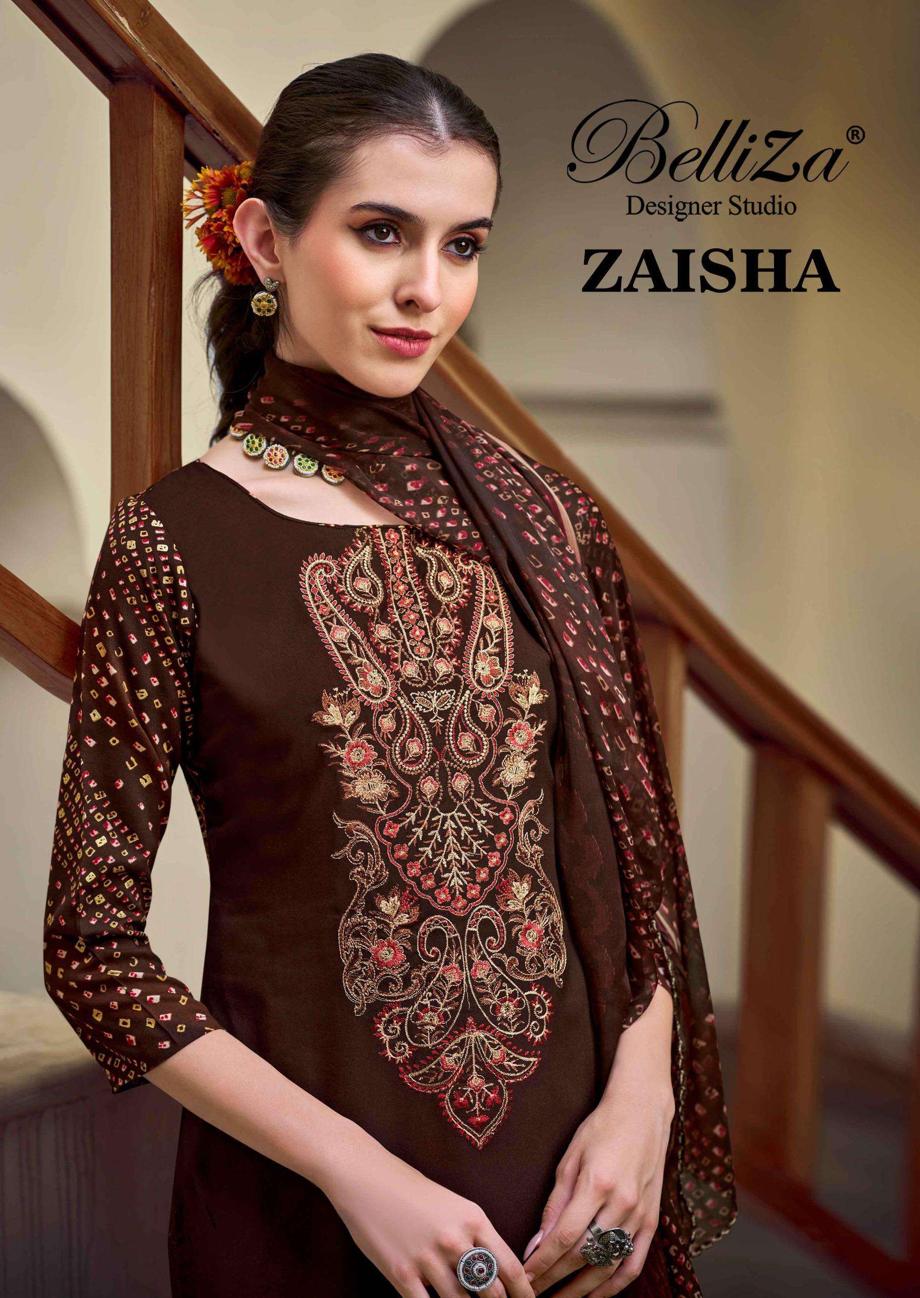 BELLIZA DESIGNER STUDIO ZAISHA VISCOSE DIGITAL PRINT WITH FANCY WORK SUIT