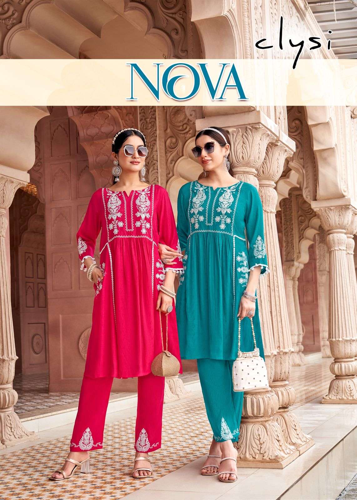 CLYSI NOVA VISCOSE FANCY WORKS LADIES KURTI WITH BOTTOM PAIR 