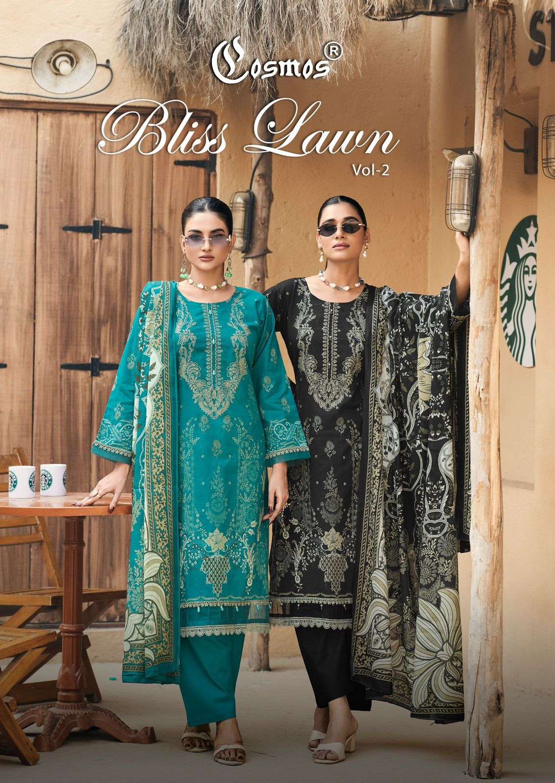 COSMOS FASHION BLISS LAWN VOL 2 LAWN COTTON FANCY EMBROIDERY WORK SUIT