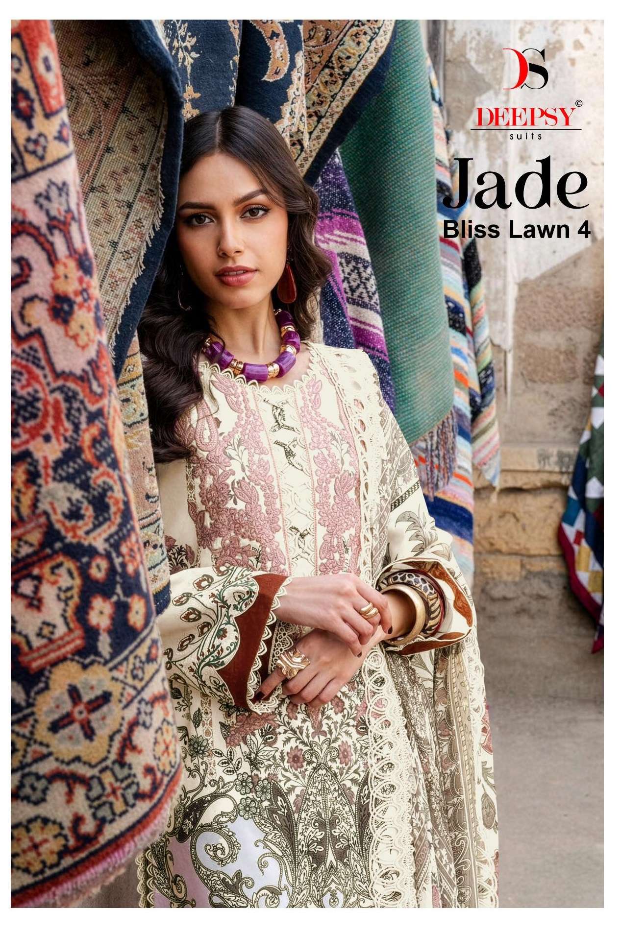 DEEPSY SUITS JADE BLISS LAWN 25 VOL 4 COTTON PATCH EMBROIDERY WORK SALWAR KAMEEZ 