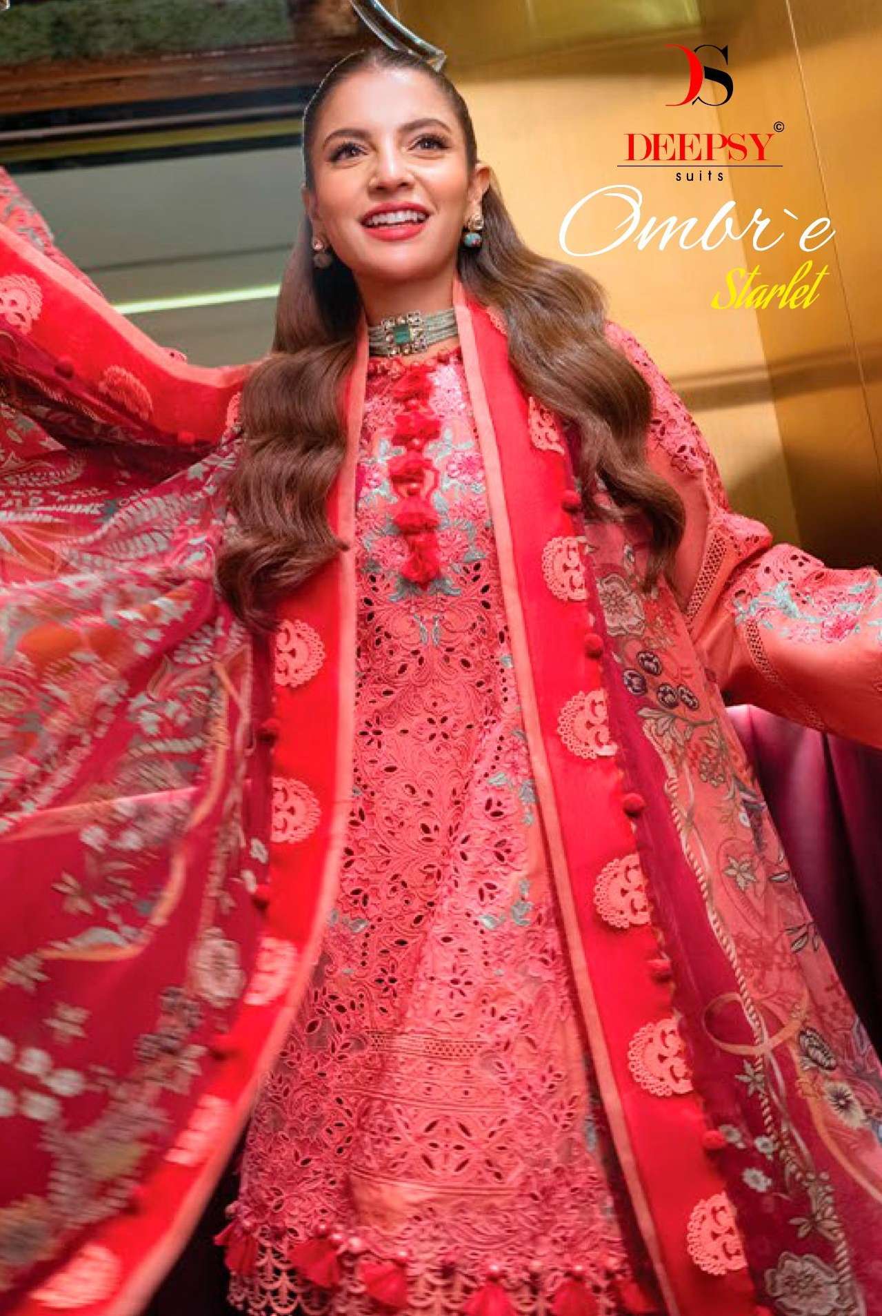 DEEPSY SUITS OMBRE STRALET COTTON EMBROIDERY DESIGNER PAKISTANI SUIT