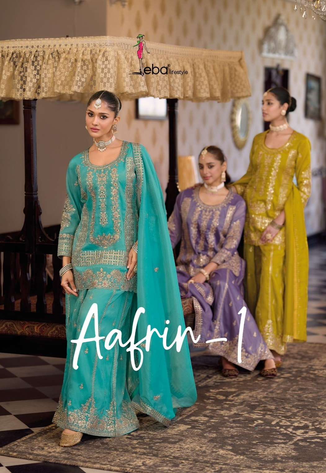 EBA LIFESTYLE AFRIN VOL 1 SIMER FABRIC HEAVY EMBROIDERY DESIGNER FESTIVE WEAR SUIT