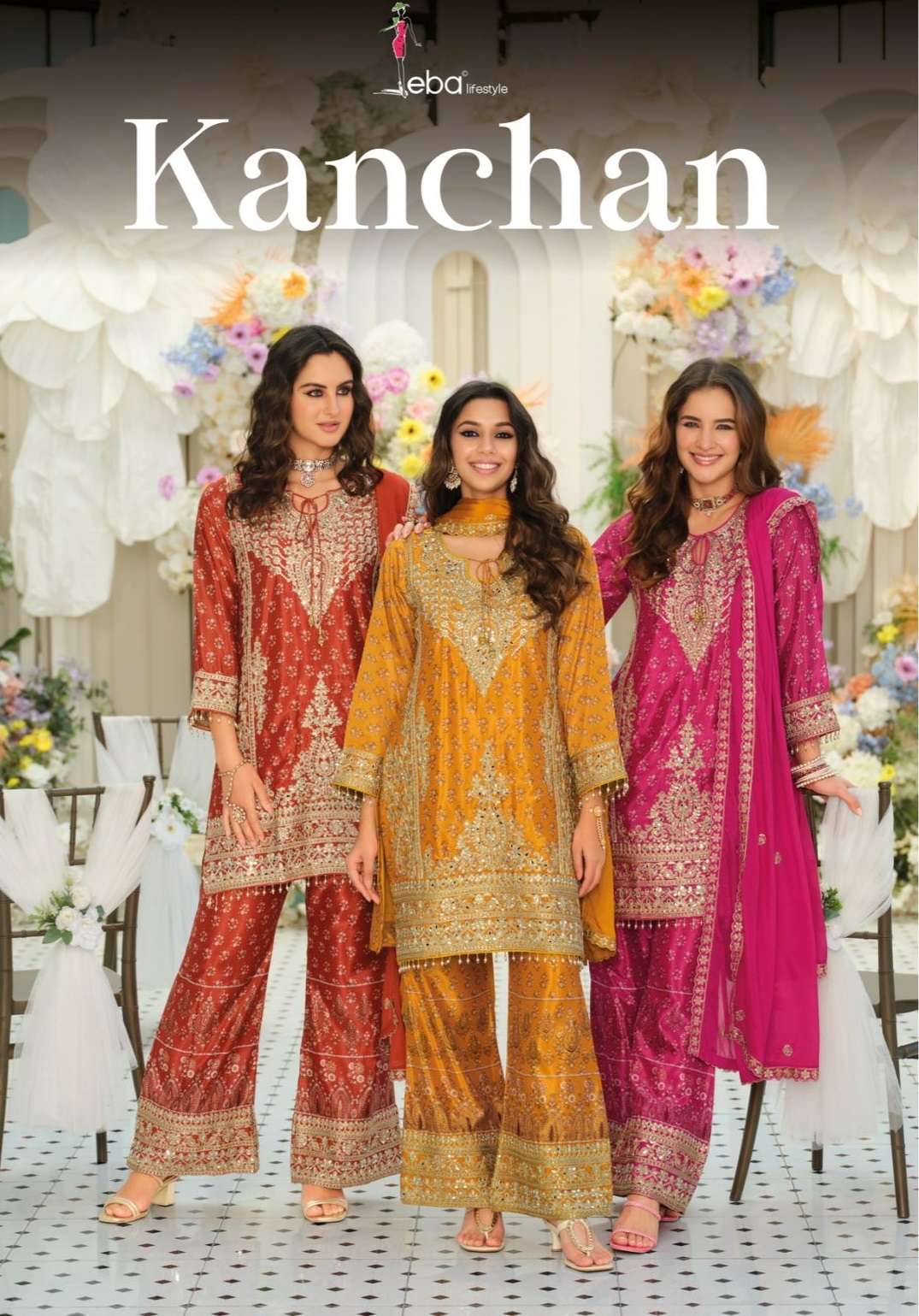 EBA LIFESTYLE KANCHAN CHINON EMBROIDERY DESIGNER FESTIVE WEAR LADIES SUIT