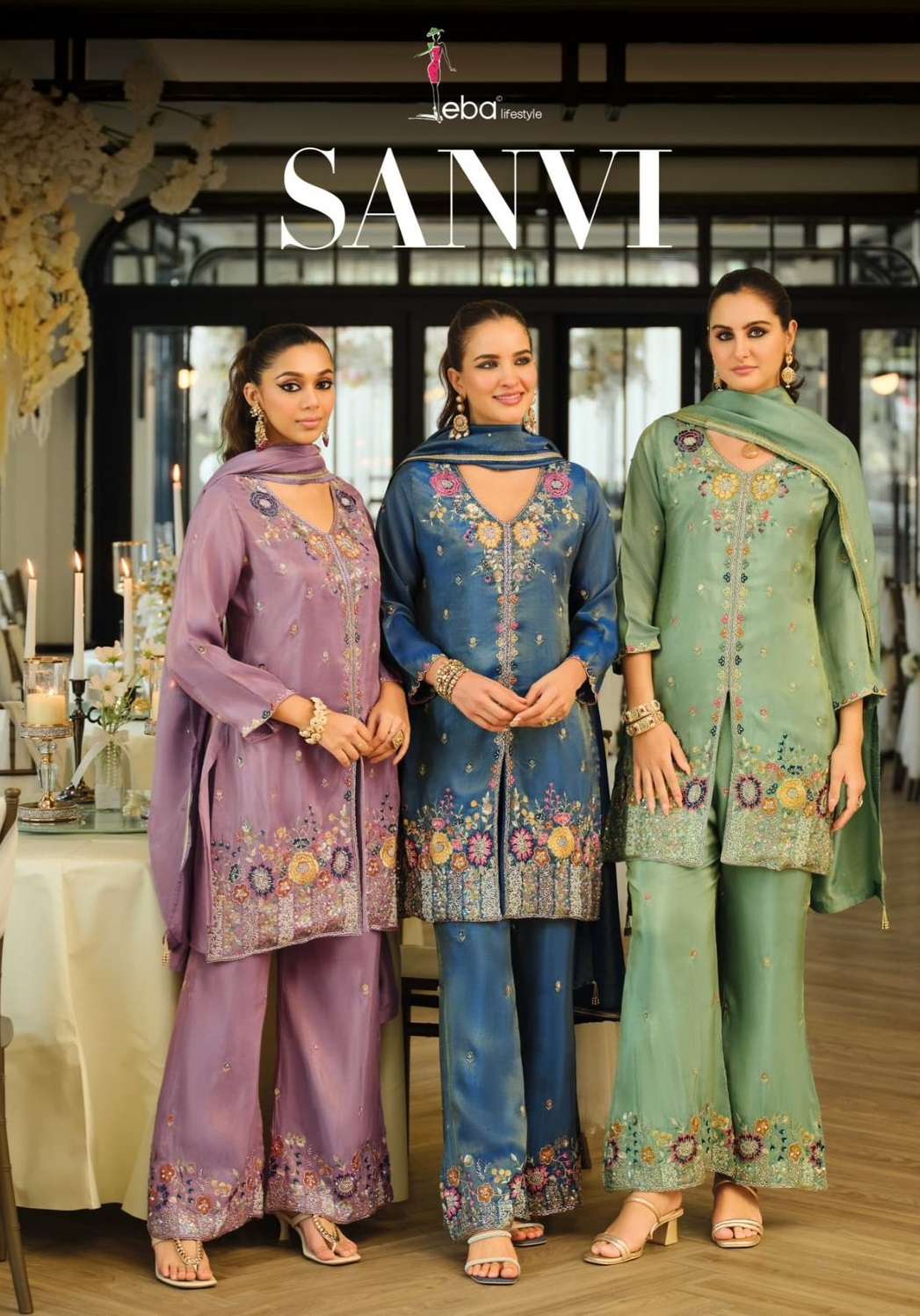 EBA LIFESTYLE SANVI SIMER FABRIC HEAVY EMBROIDERY DESIGNER WORK PARTY WEAR LADIES SUIT
