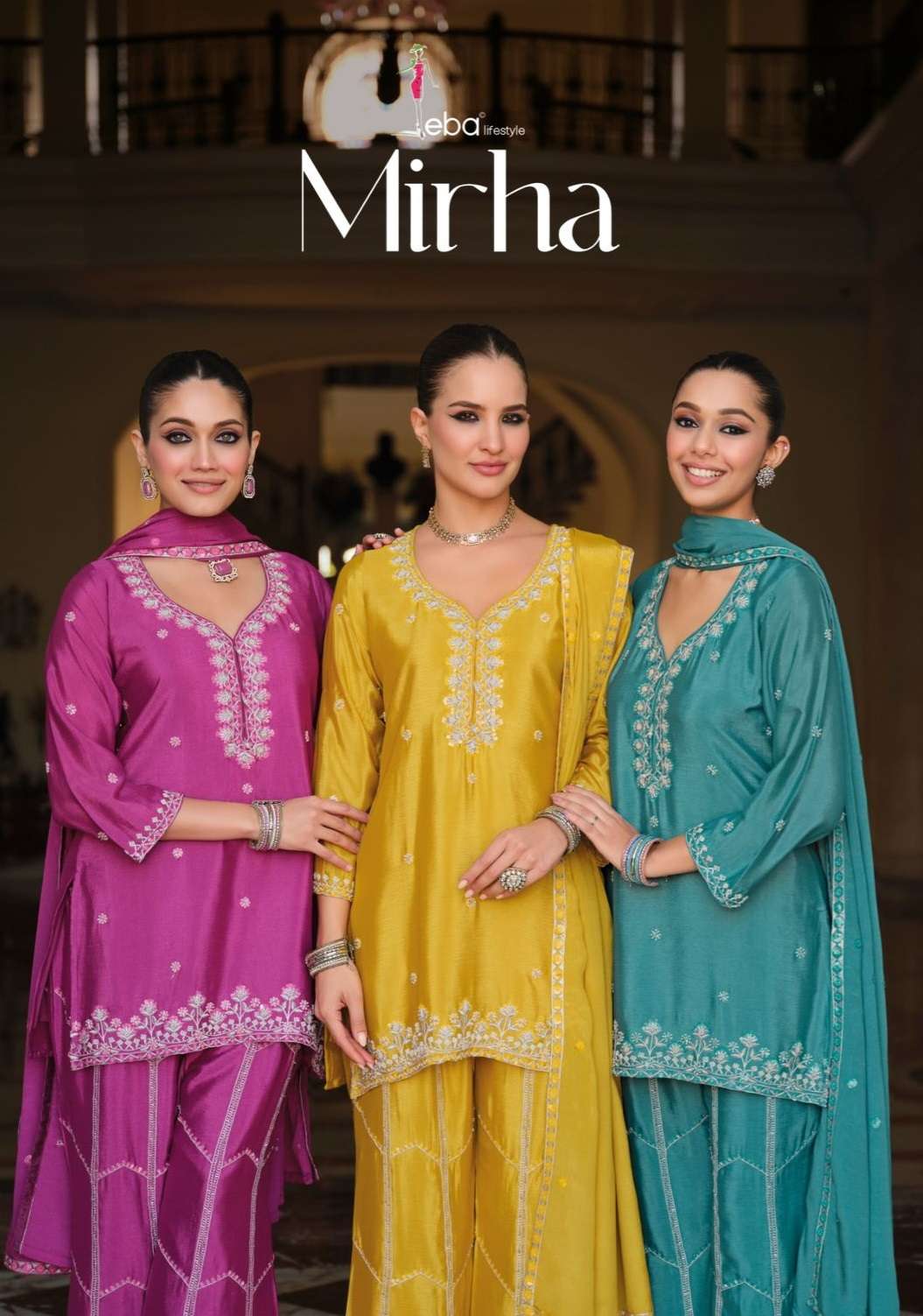 EBA LIFESTYLLE MIRAH CHINON HEAVY EMBROIDERY DESIGNER PARTY WEAR LADIES SUIT