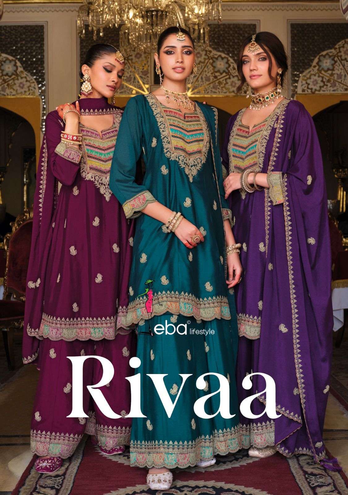 EBA LIFESTYLLE RIVAA HEAVY EMBROIDERY DESIGNER FESTIVE WEAR LADIES SUIT
