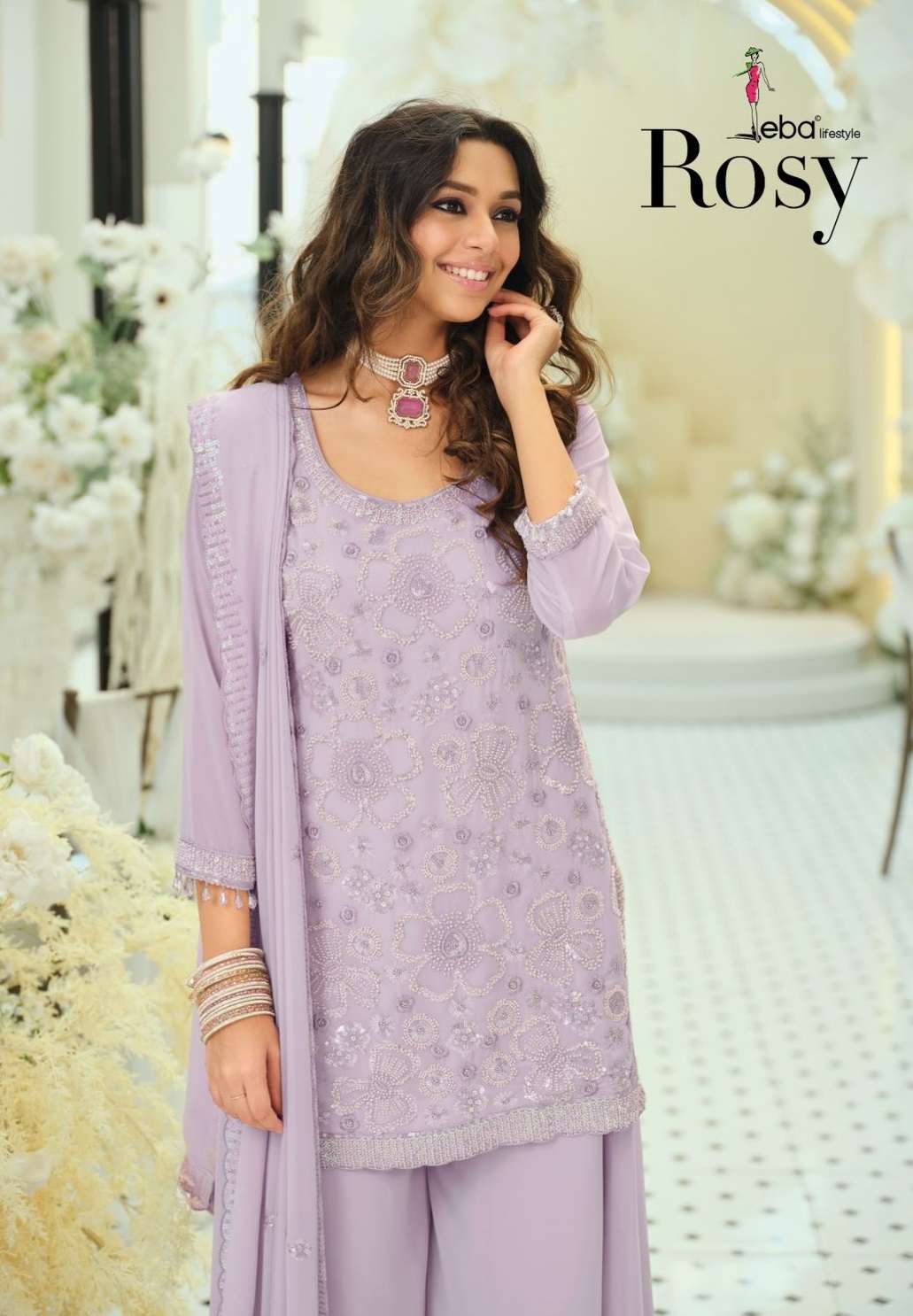 EBA LIFESTYLLE ROSY GEORGETTE HEAVY EMBROIDERED PAKISTANI PARTY WEAR LADIES SUIT