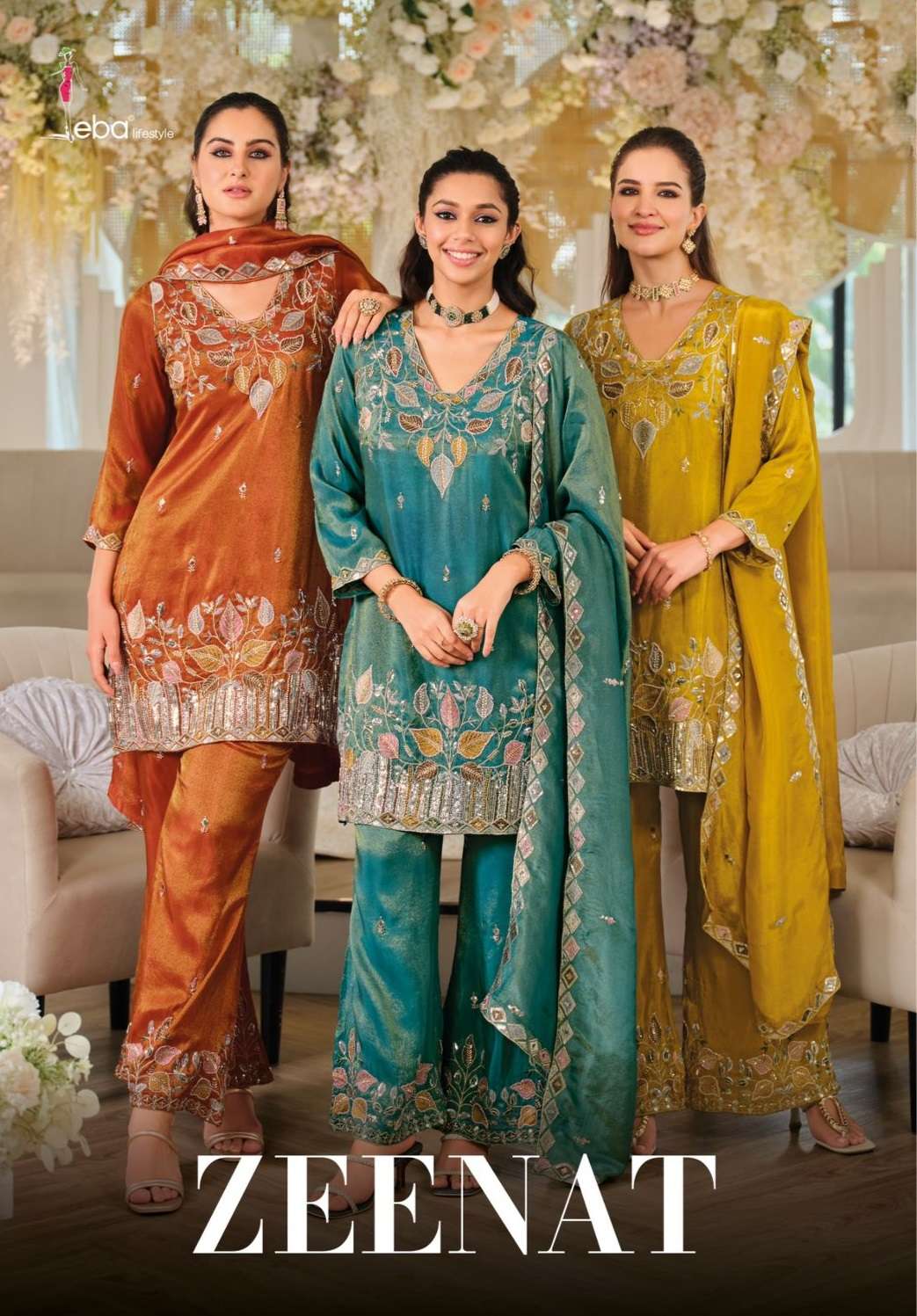 EBA LIFESTYLLE ZEENAT SIMER FABRIC BEAUTIFUL DESIGNER PARTY WEAR LADIES SUIT