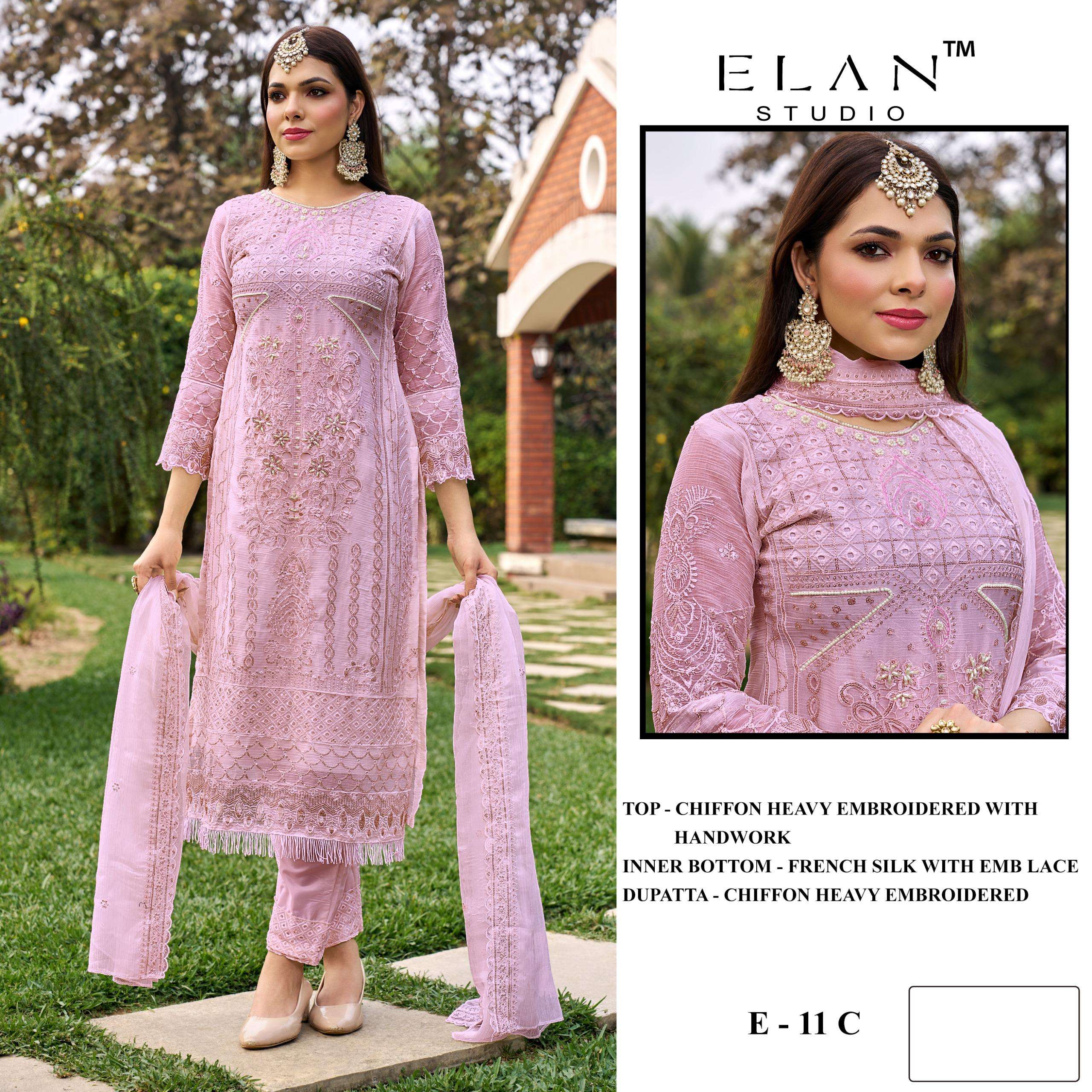 ELAN STUDIO E 11 CHIFFON HEAVY EMBROIDERED DESIGNER PAKISTANI SUIT