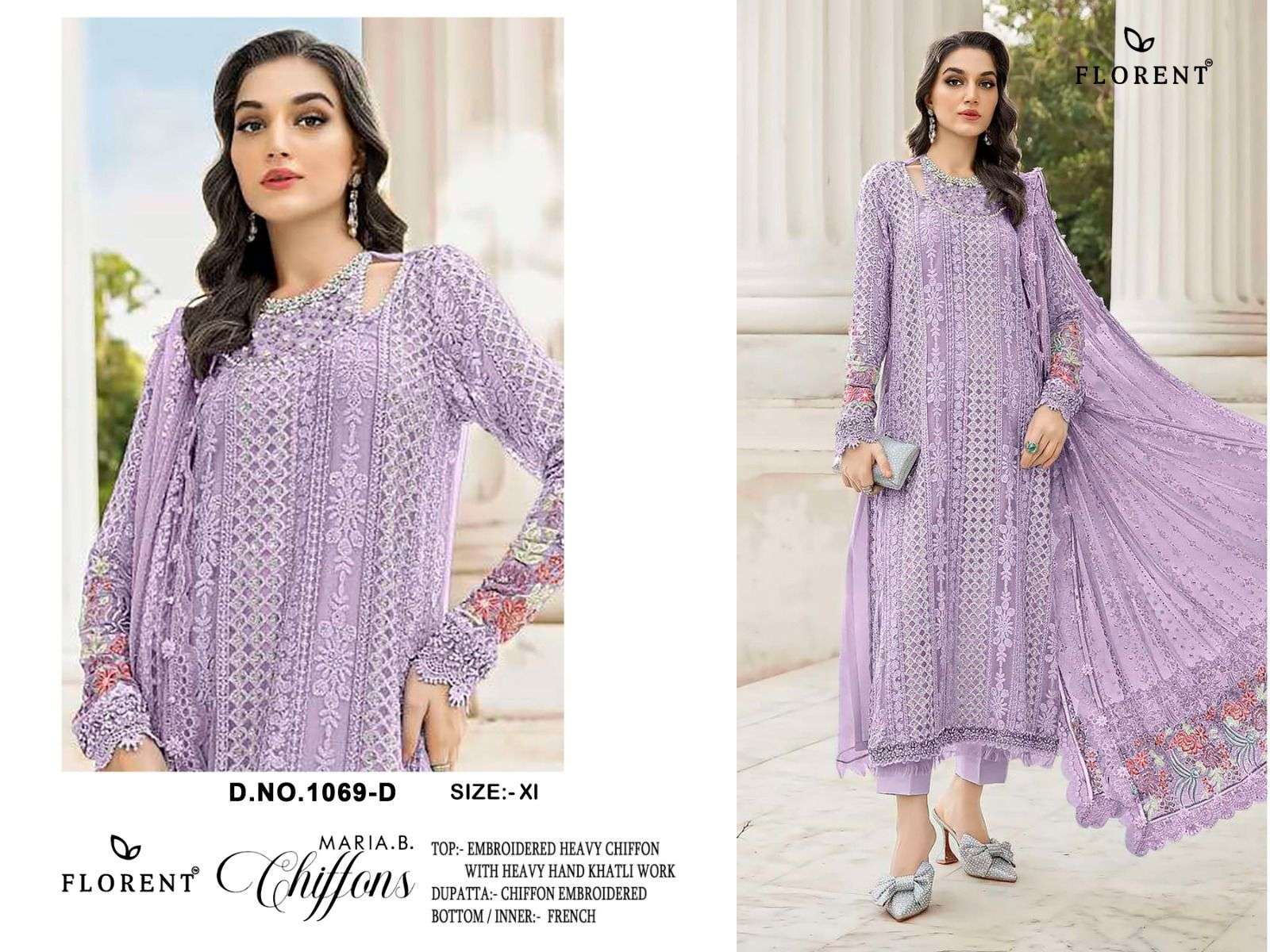 FLORENT HITS DESIGN NO 1069 CHIFFON HEAVY EMBROIDERED DESIGNER PAKISTANI SUIT