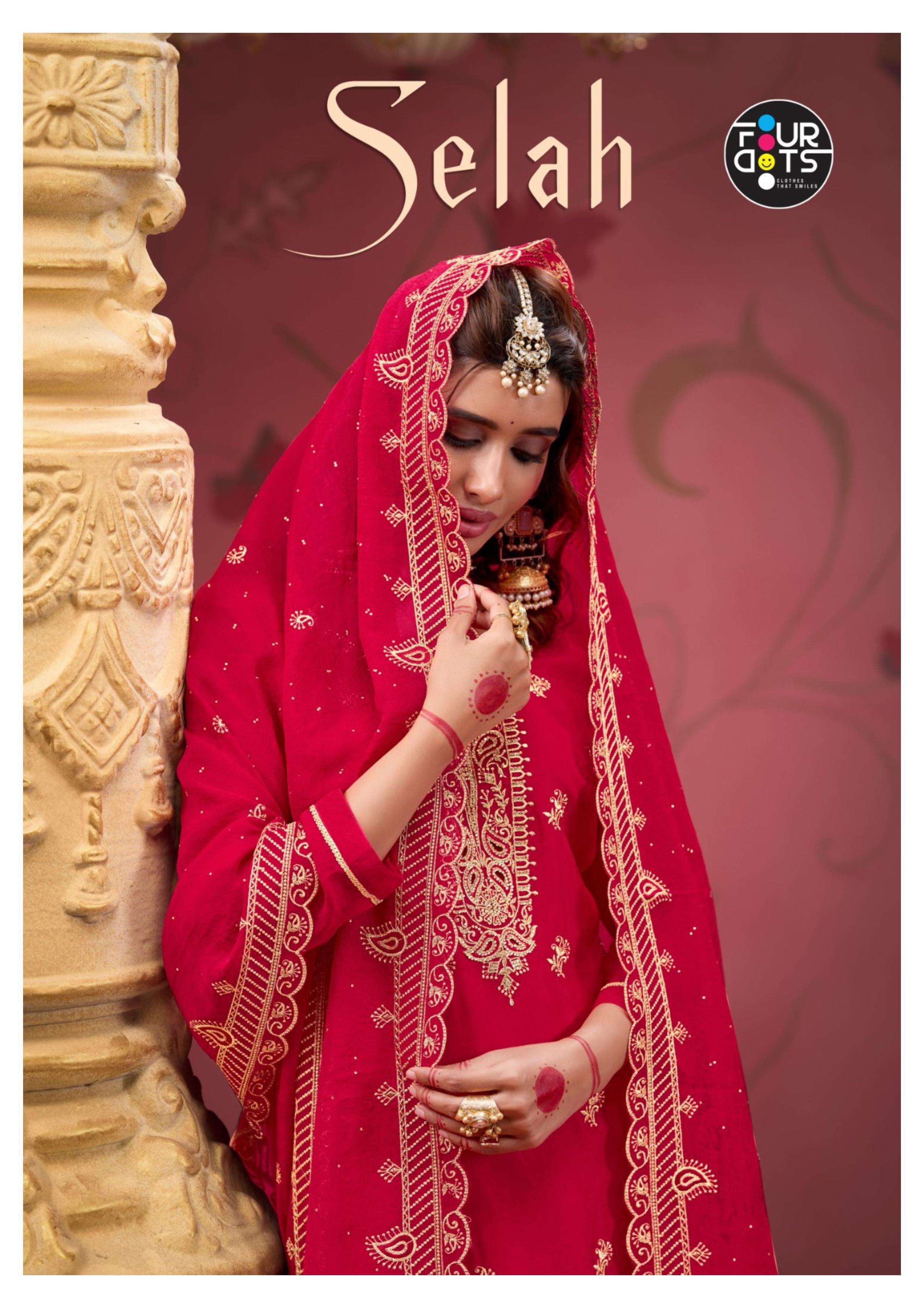 FOURDOTS SELAH ORGANZA HEAVY EMBROIDERED DESIGNER WORK SUIT