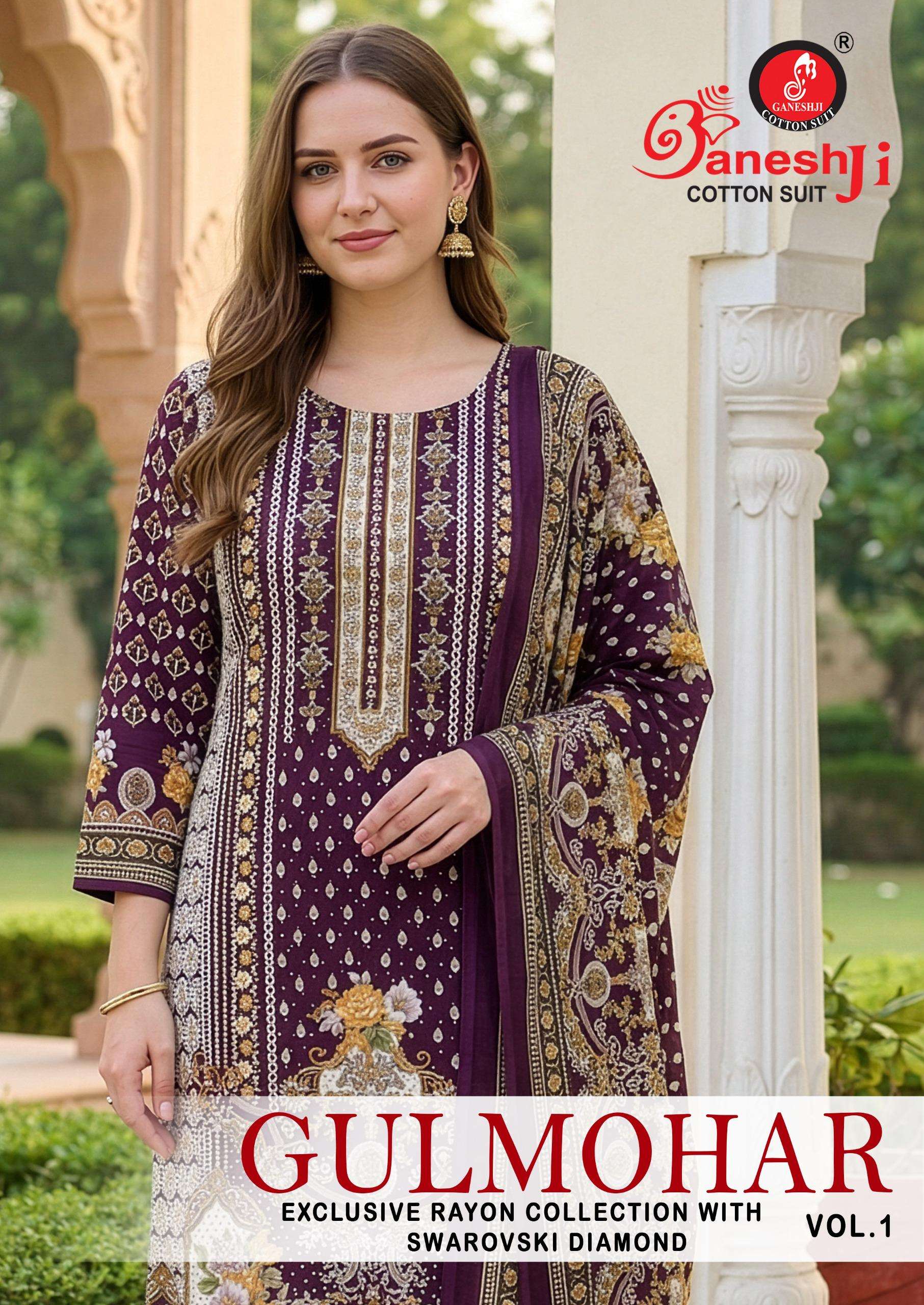 GANESHJI COTTON SUIT GULMOHAR VOL 1 RAYON DIGITAL PRINTS SALWAR SUIT