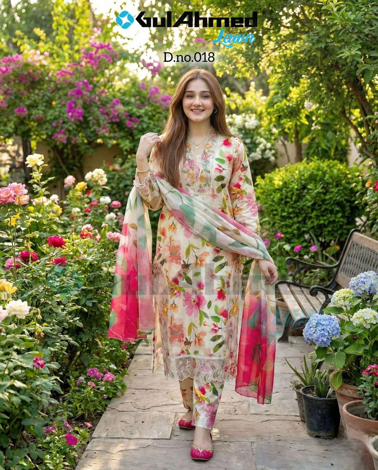 GUL AHMED HIT DESIGN 018 DIGITAL PRINT WITH DESIGNER WORK PAKISTANI STYLE LADIES SUIT