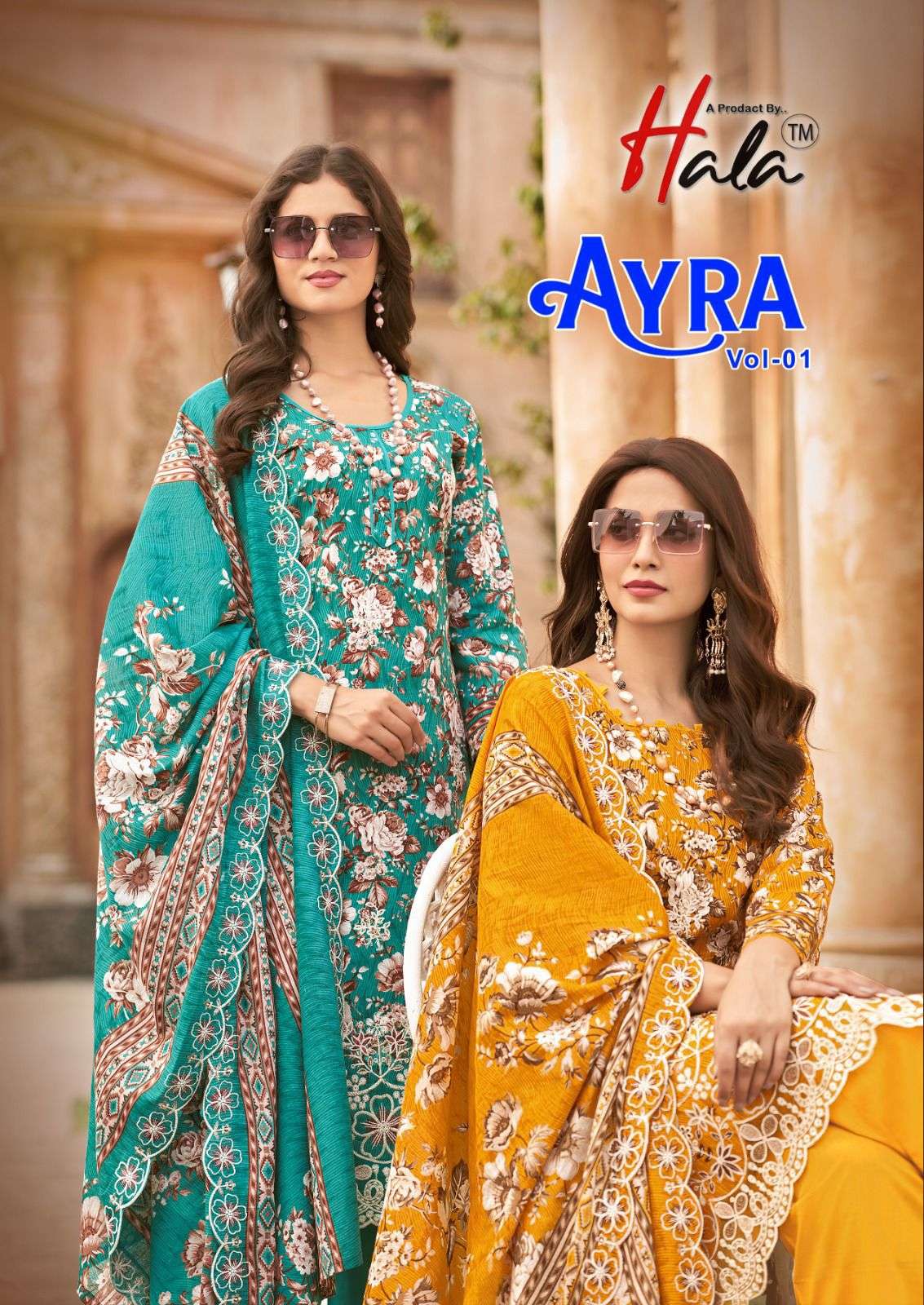 HALA AYRA VOL 1 COTTON PRINT WITH CHIKANKARI WORK SUIT