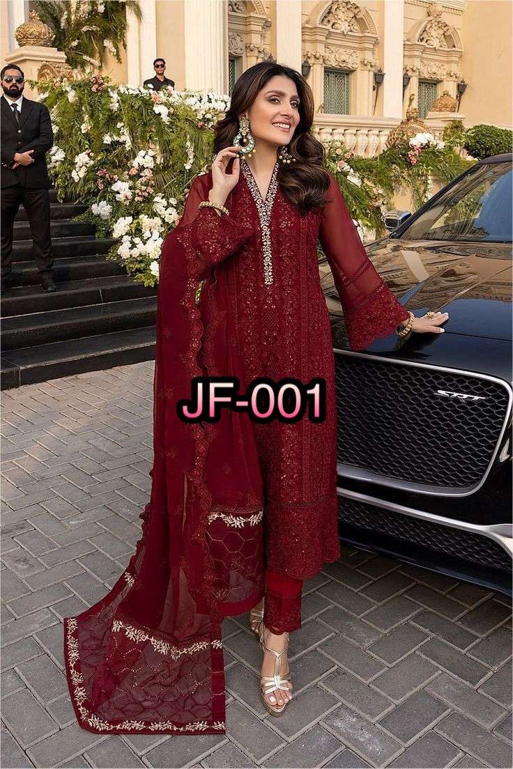 JF 001 GEORGETTE EMBROIDERY DESIGNER BEAUTIFUL LOOK SUIT