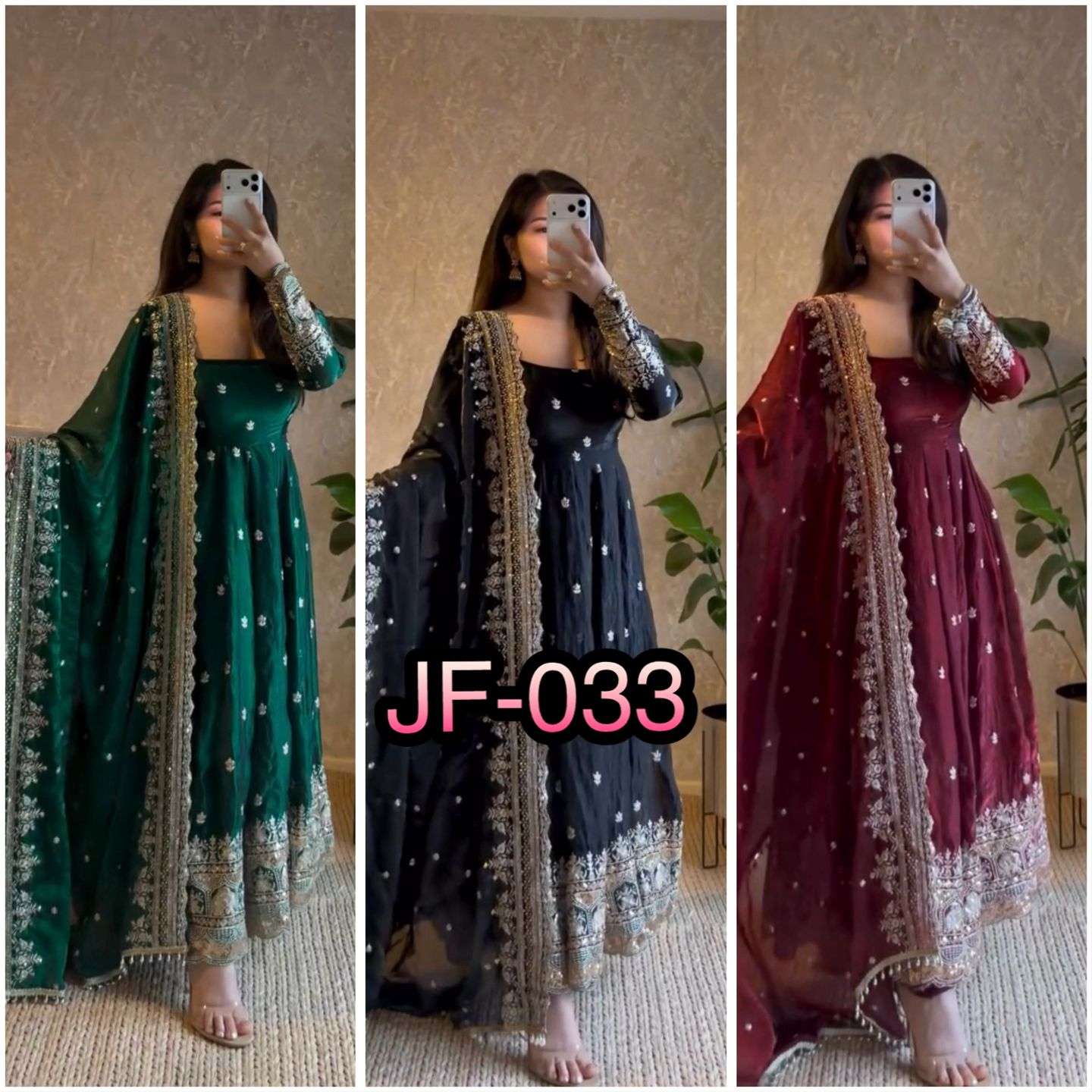 JF 033 GEORGETTE DESIGNER PARTY WEAR GOWN BOTTOM AND DUPATTA SET 
