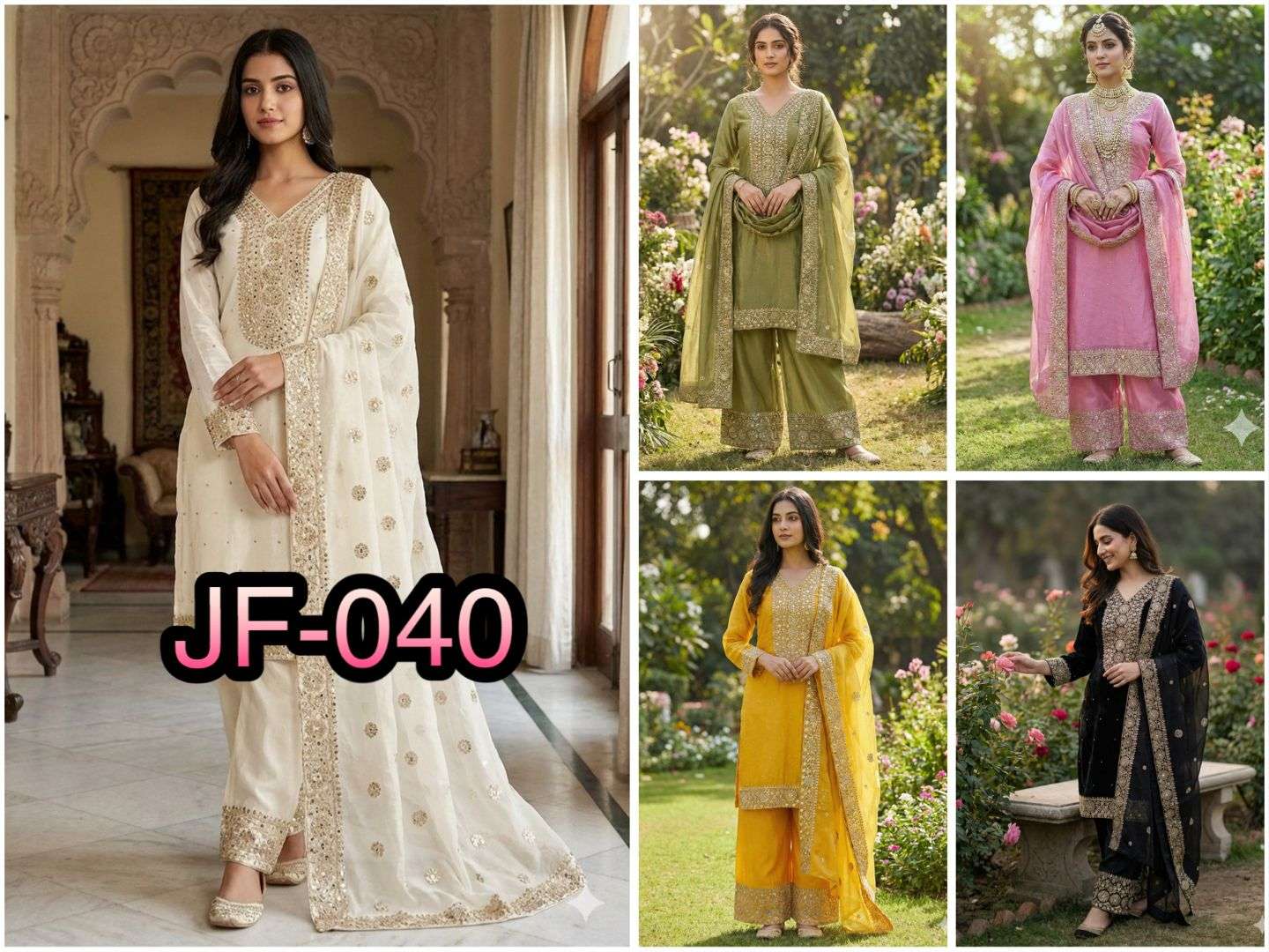 JF 040 SILK BEAUTIFUL DESIGNER PARTY WEAR LOOK DESIGNER SUIT