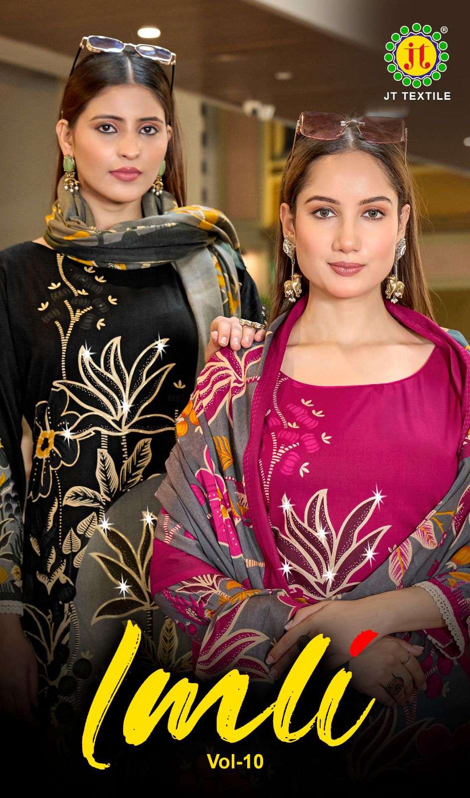 JT IMLI VOL 10 RAYON PRINT WITH FANCY WORK SUIT